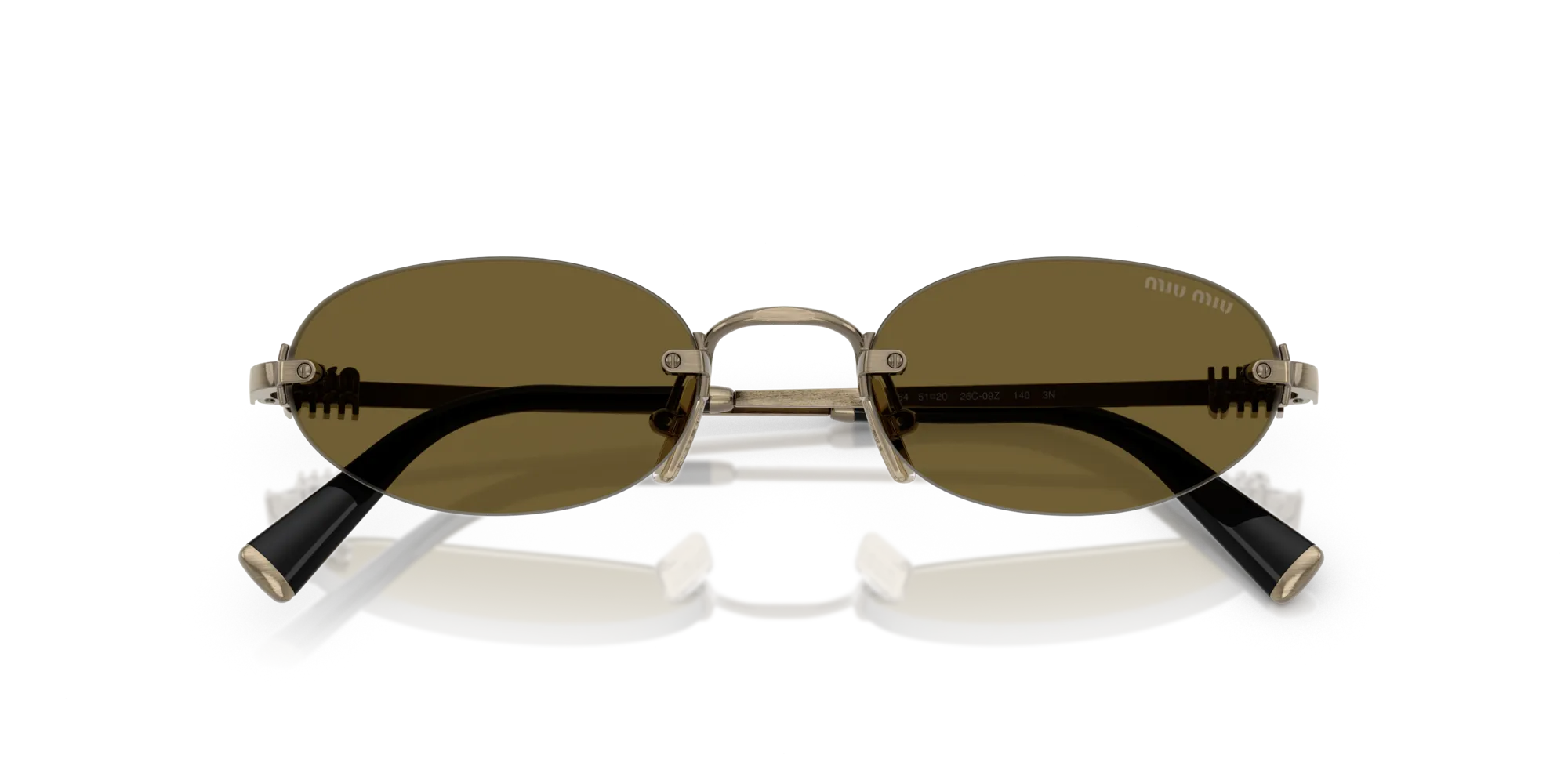 Miu Miu MU A54S 26C09Z Occhiali da sole Metallo Oro Marrone Rotonda Normale - immagine 2