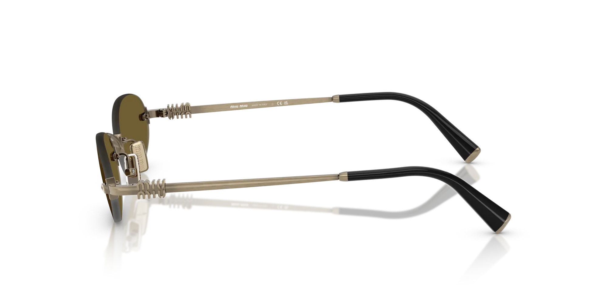 Miu Miu MU A54S 26C09Z Occhiali da sole Metallo Oro Marrone Rotonda Normale - immagine 4