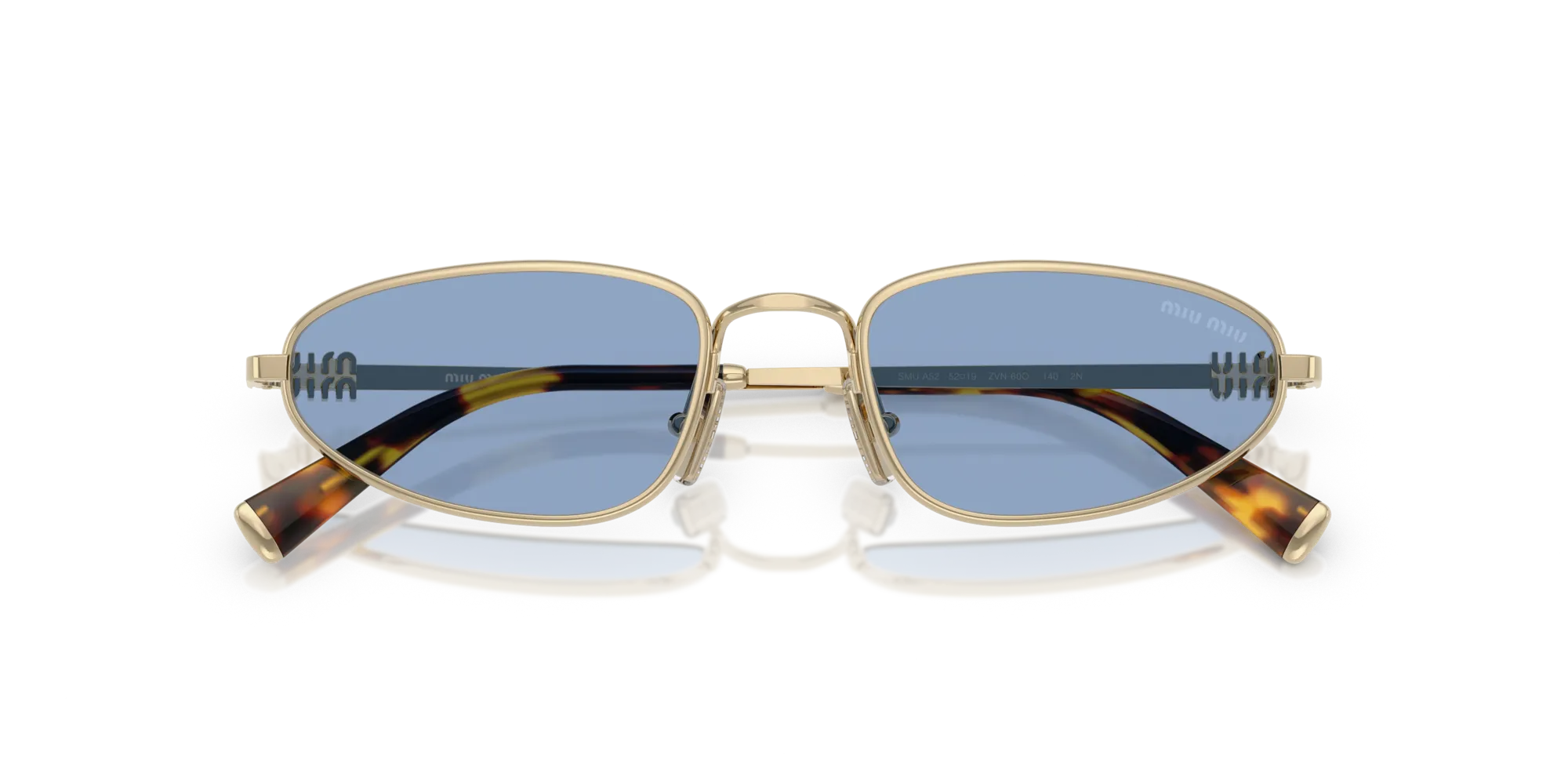 Miu Miu MU A52S ZVN60O Occhiali da sole Metallo Oro Blu Geometrica Normale - immagine 2