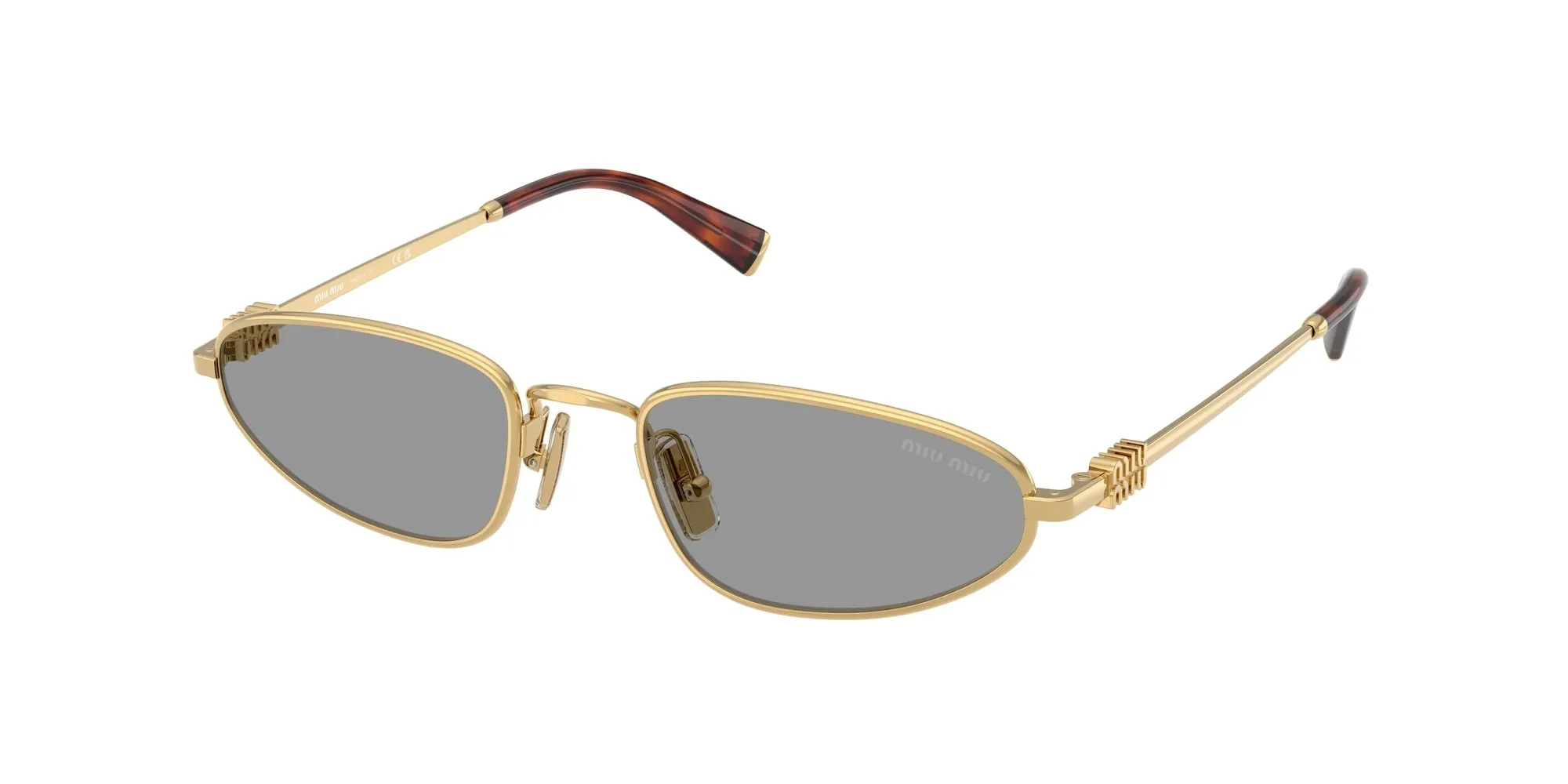 Miu Miu MU A52S 5AK40O Occhiali da sole Metallo Oro Grigio Geometrica Normale - immagine 1