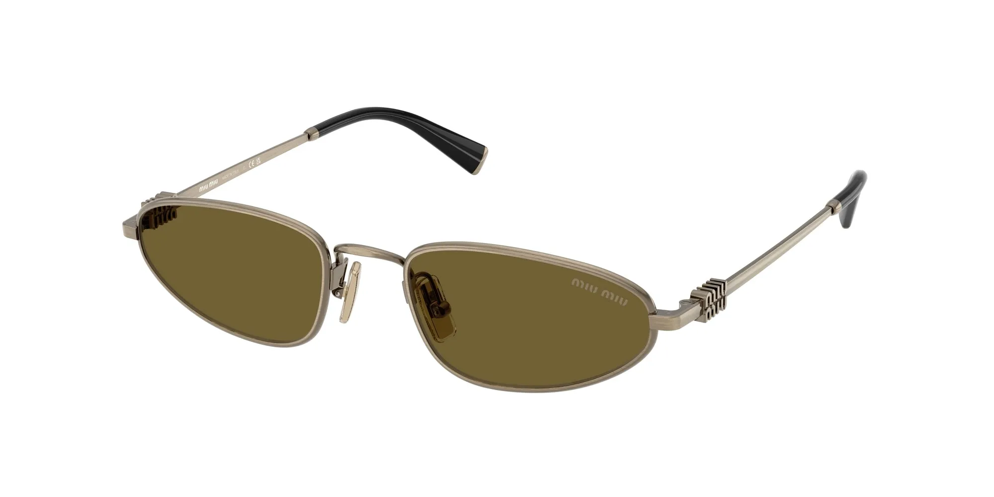 Miu Miu MU A52S 26C09Z Occhiali da sole Metallo Oro Marrone Geometrica Normale - immagine 1
