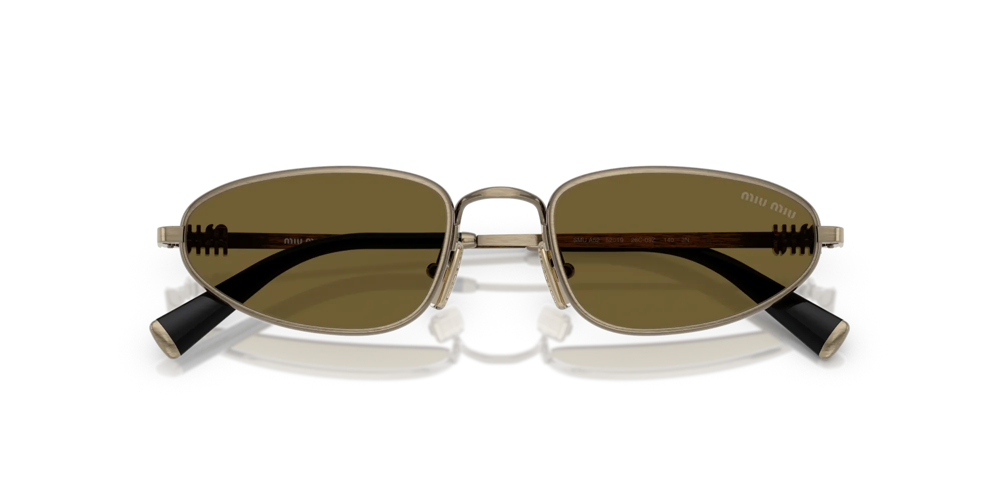 Miu Miu MU A52S 26C09Z Occhiali da sole Metallo Oro Marrone Geometrica Normale - immagine 2
