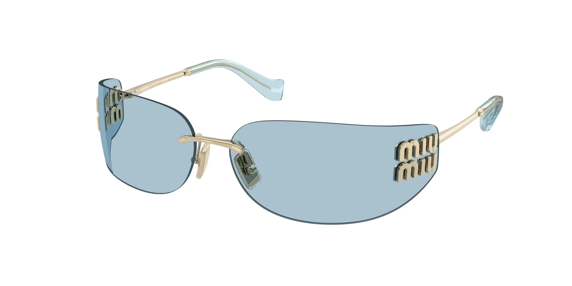Miu Miu MU A51S ZVN10P Occhiali da sole Metallo Oro Blu Squadrata Normale - immagine 1