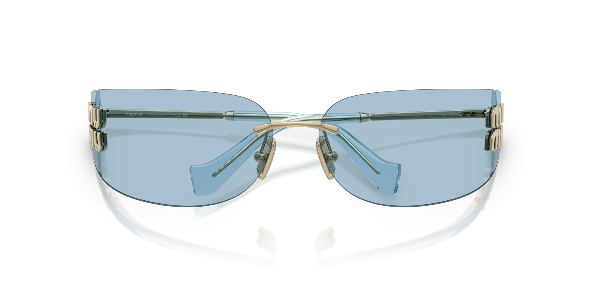 Miu Miu MU A51S ZVN10P Occhiali da sole Metallo Oro Blu Squadrata Normale - immagine 2