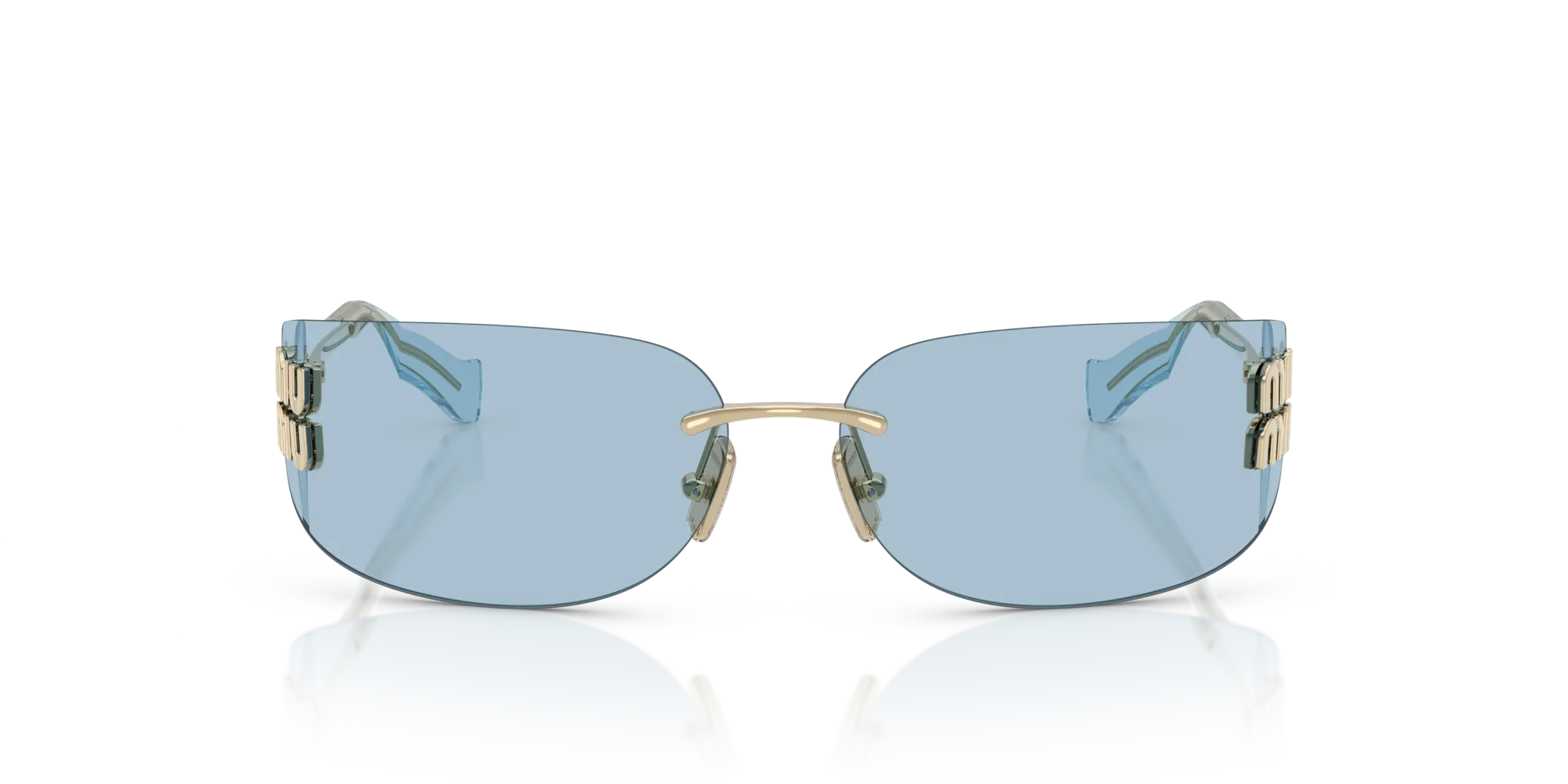 Miu Miu MU A51S ZVN10P Occhiali da sole Metallo Oro Blu Squadrata Normale - immagine 3