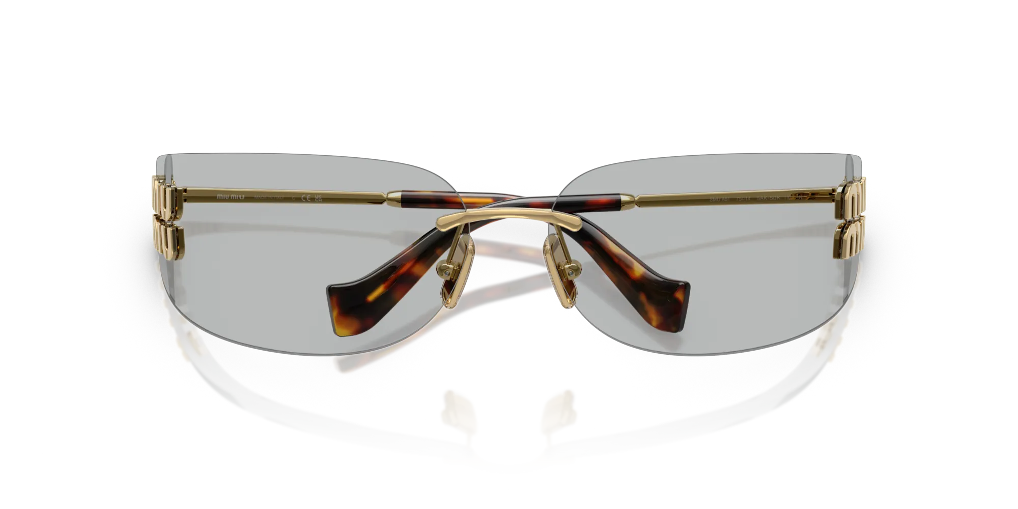 Miu Miu MU A51S 5AK50K Occhiali da sole Metallo Oro Grigio Squadrata Normale - immagine 2