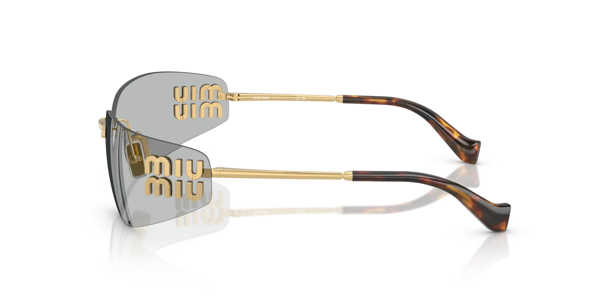 Miu Miu MU A51S 5AK50K Occhiali da sole Metallo Oro Grigio Squadrata Normale - immagine 4