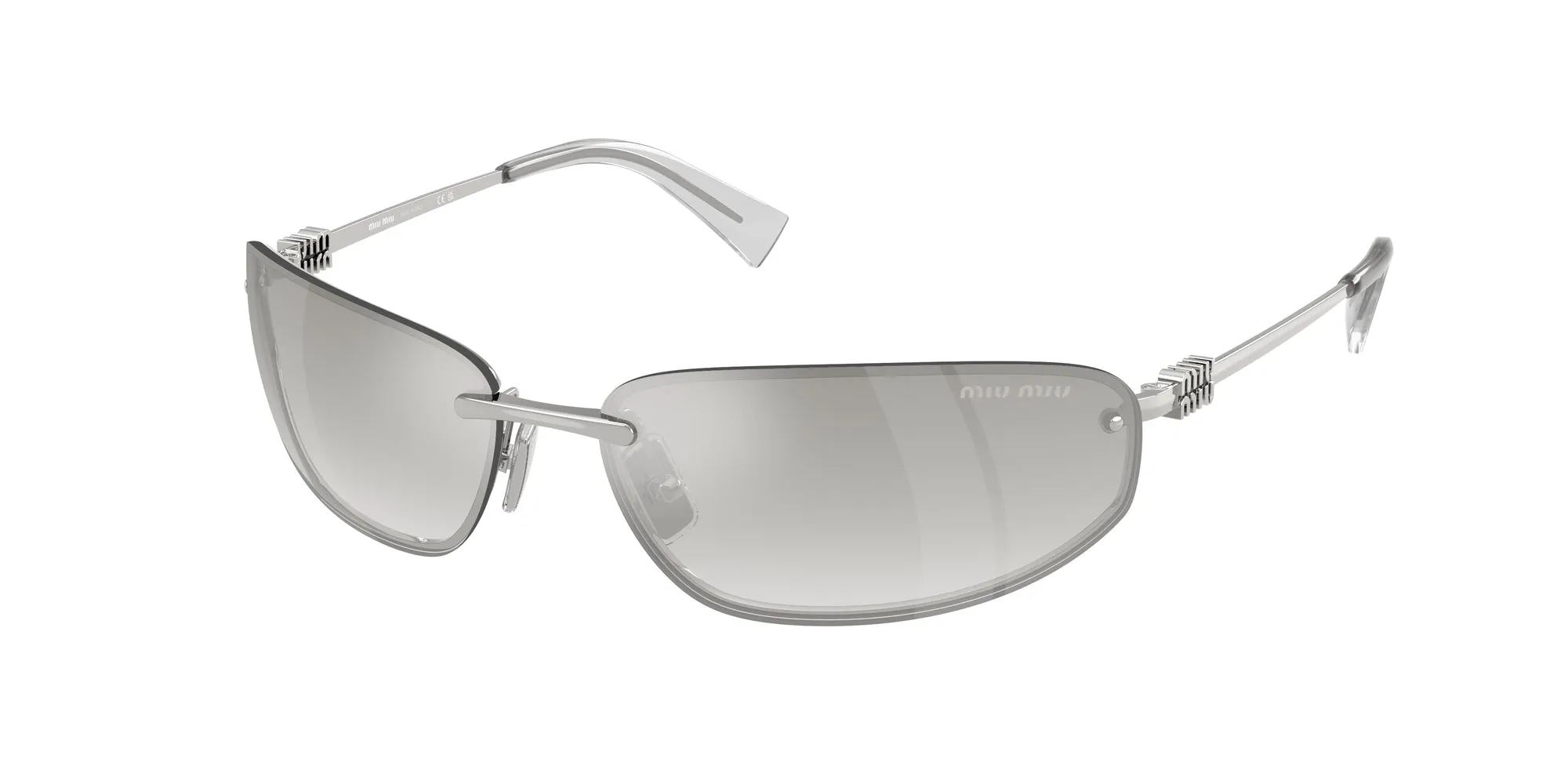 Miu Miu MU A50S 1BC8H1 Occhiali da sole Metallo Argento Argento Rotonda Normale - immagine 1