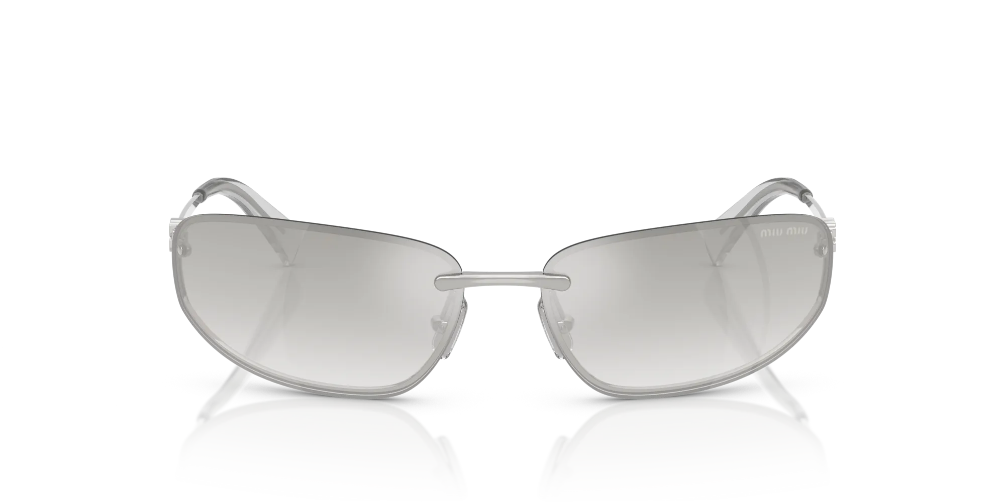 Miu Miu MU A50S 1BC8H1 Occhiali da sole Metallo Argento Argento Rotonda Normale - immagine 3