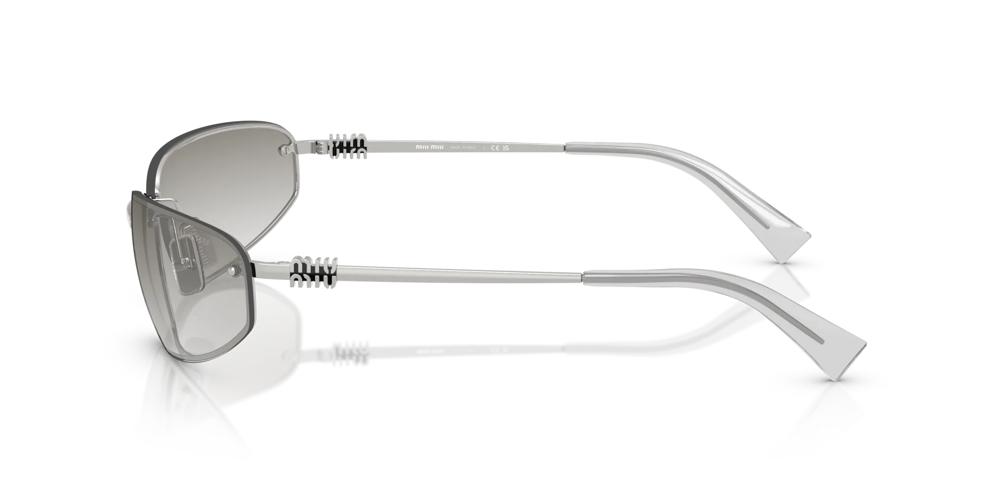 Miu Miu MU A50S 1BC8H1 Occhiali da sole Metallo Argento Argento Rotonda Normale - immagine 4
