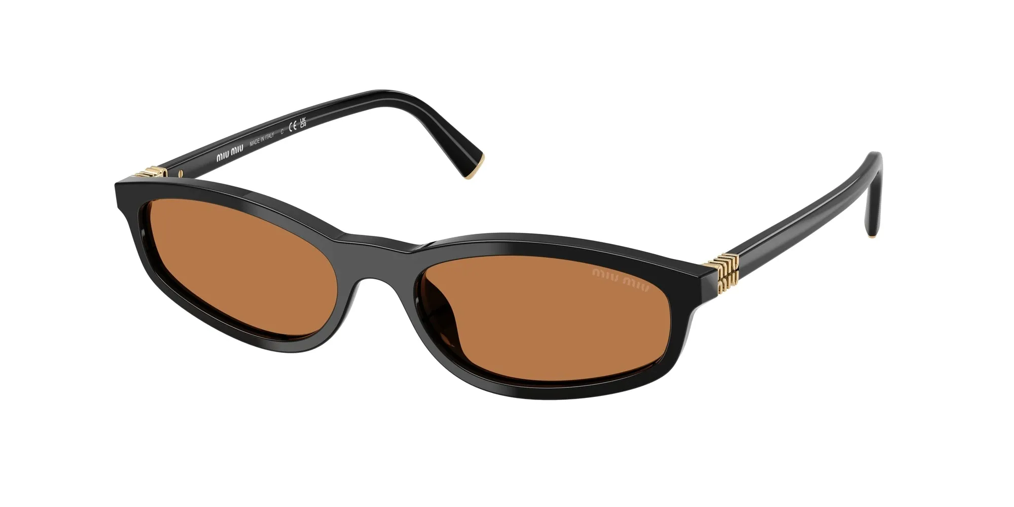 Miu Miu MU A06S 16K10I Occhiali da sole Acetato Nero Marrone Geometrica Normale - immagine 1
