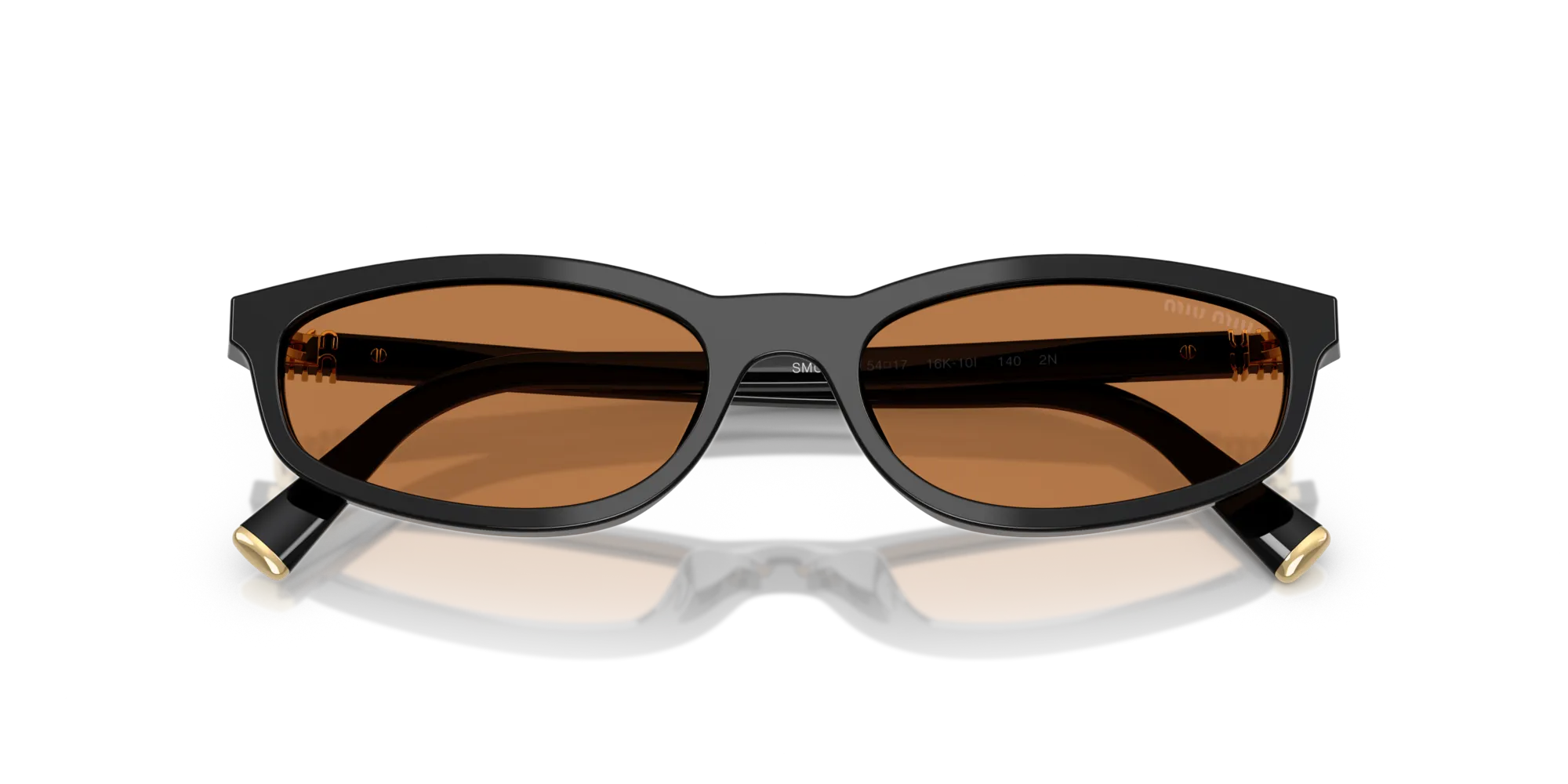 Miu Miu MU A06S 16K10I Occhiali da sole Acetato Nero Marrone Geometrica Normale - immagine 2