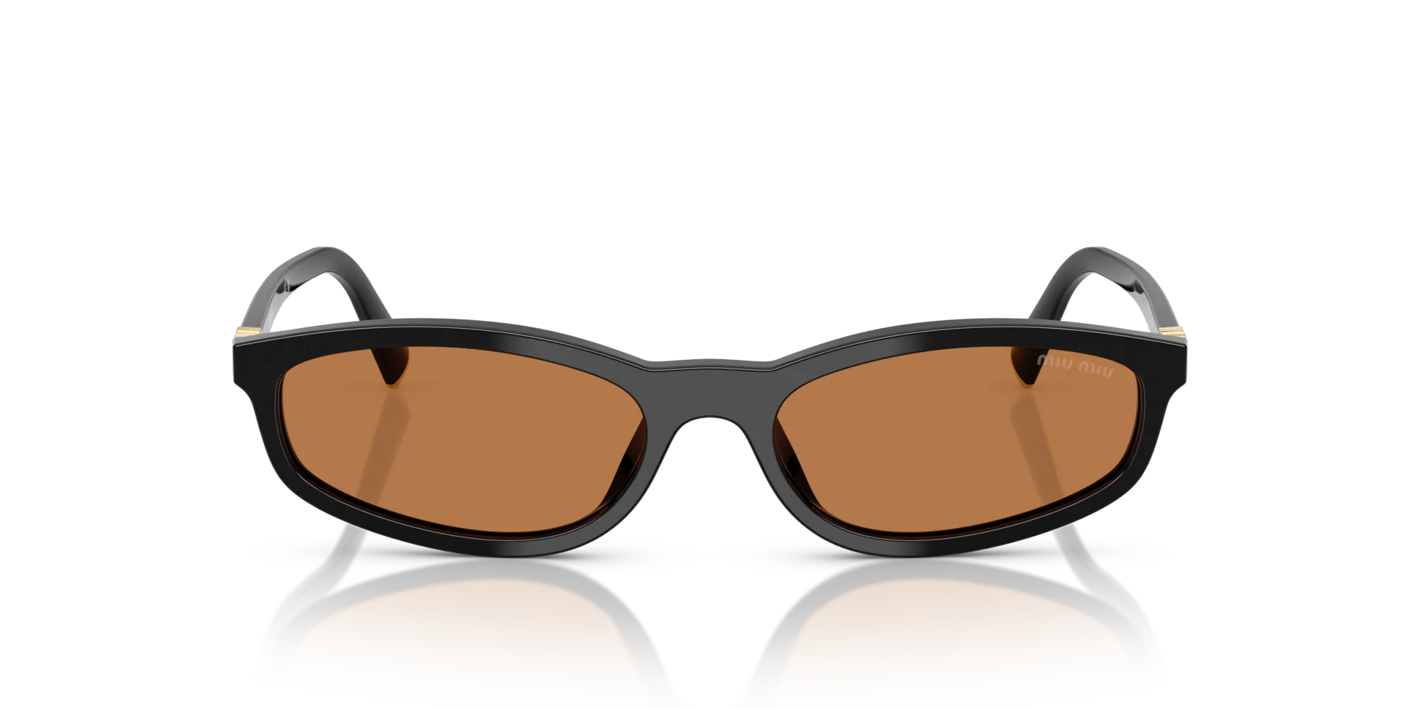 Miu Miu MU A06S 16K10I Occhiali da sole Acetato Nero Marrone Geometrica Normale - immagine 3