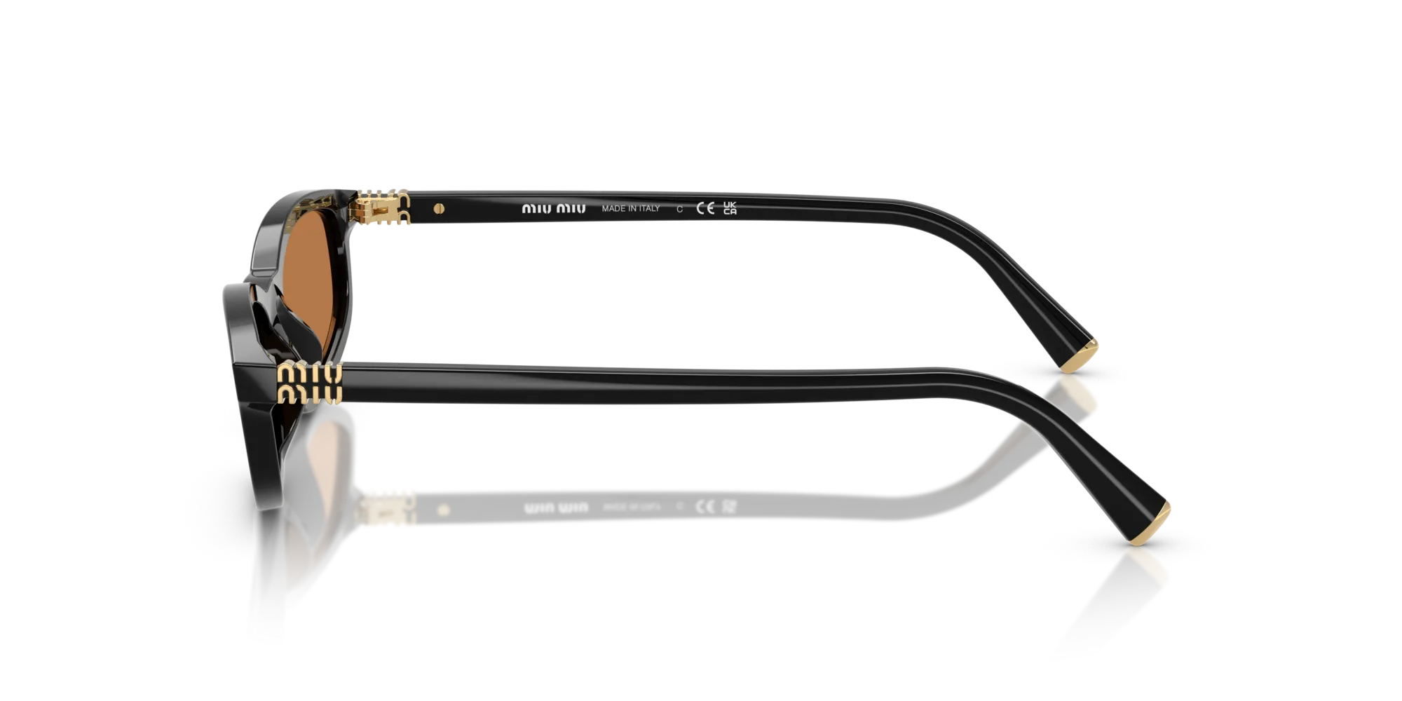 Miu Miu MU A06S 16K10I Occhiali da sole Acetato Nero Marrone Geometrica Normale - immagine 4