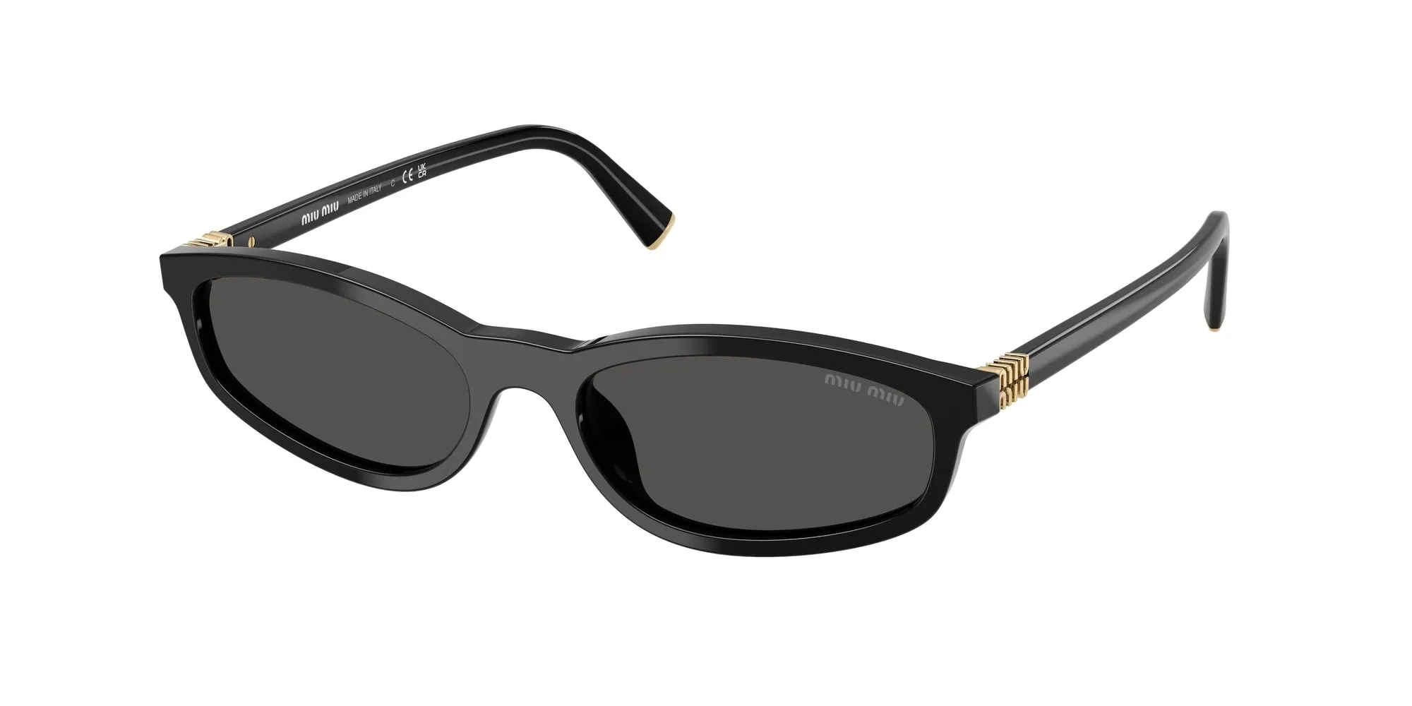 Miu Miu MU A06S 16K08Z Occhiali da sole Acetato Nero Grigio Geometrica Normale - immagine 1