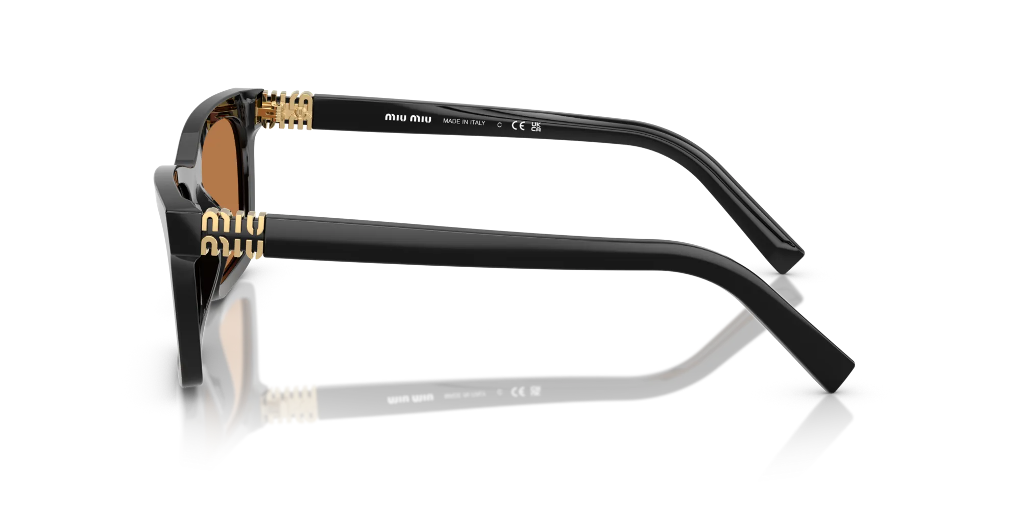 Miu Miu MU A05S 16K10I Occhiali da sole Acetato Nero Marrone Squadrata Normale - immagine 4