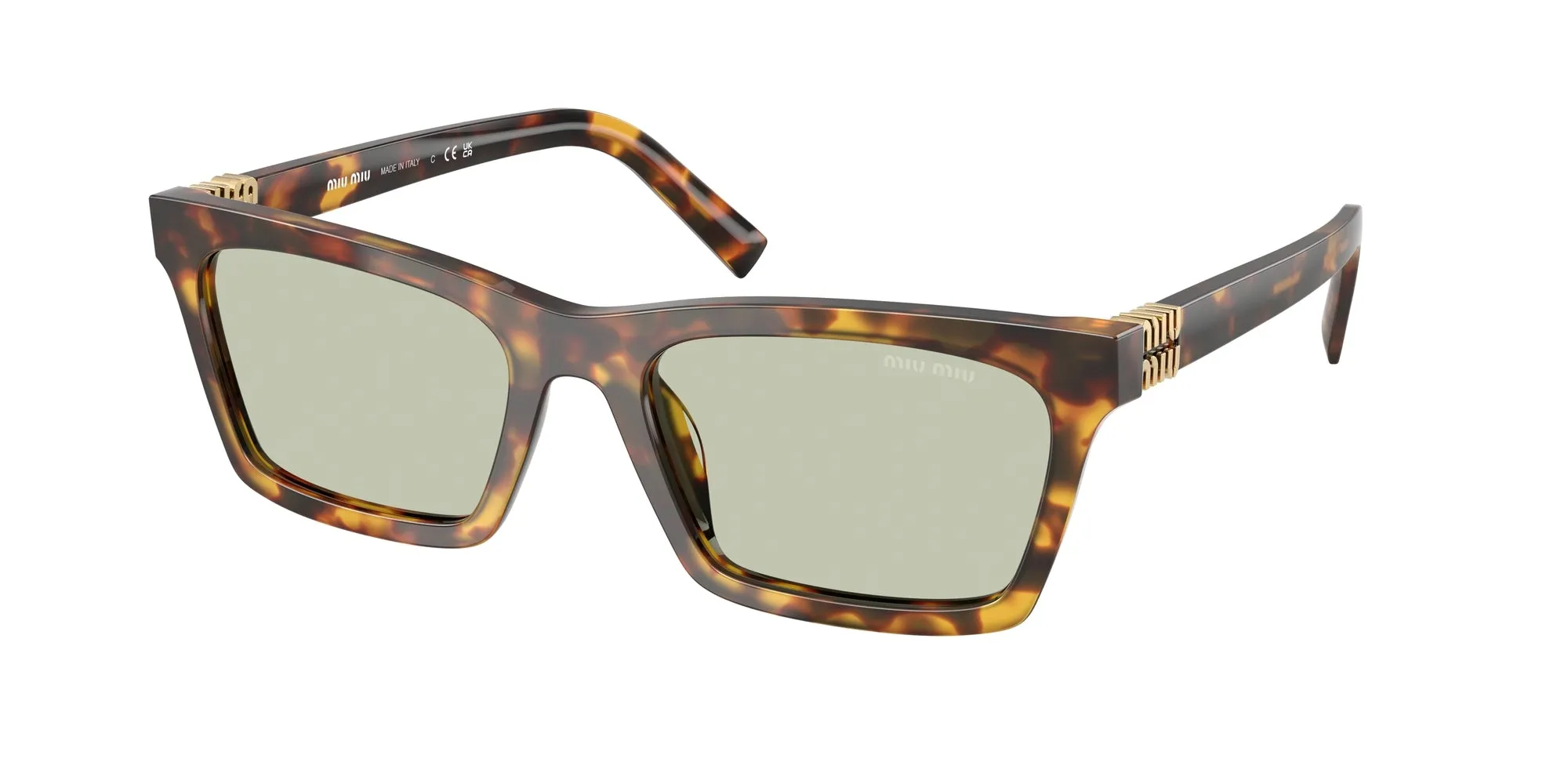 Miu Miu MU A05S 14L50O Occhiali da sole Acetato Tartaruga Verde Squadrata Normale - immagine 1
