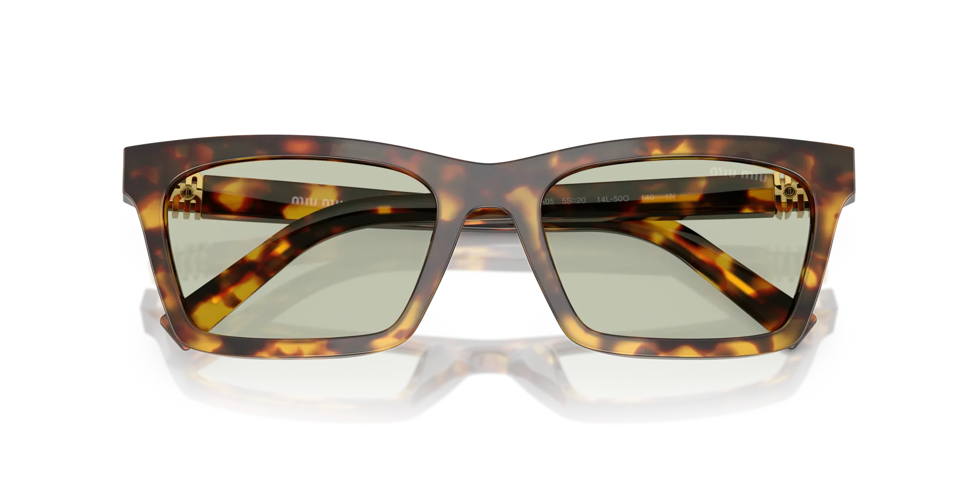 Miu Miu MU A05S 14L50O Occhiali da sole Acetato Tartaruga Verde Squadrata Normale - immagine 2