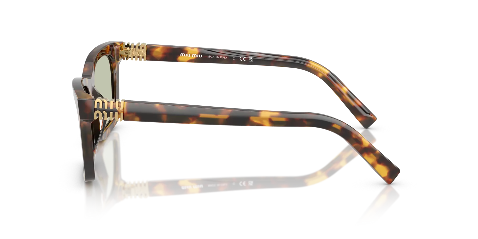 Miu Miu MU A05S 14L50O Occhiali da sole Acetato Tartaruga Verde Squadrata Normale - immagine 4