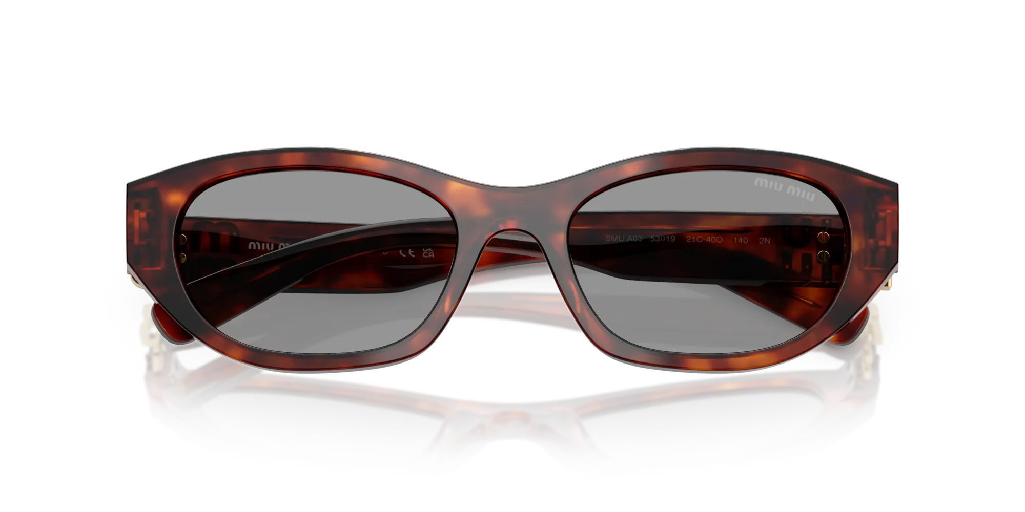 Miu Miu MU A03S 21C40O Occhiali da sole Acetato Havana Grigio Geometrica Normale - immagine 2