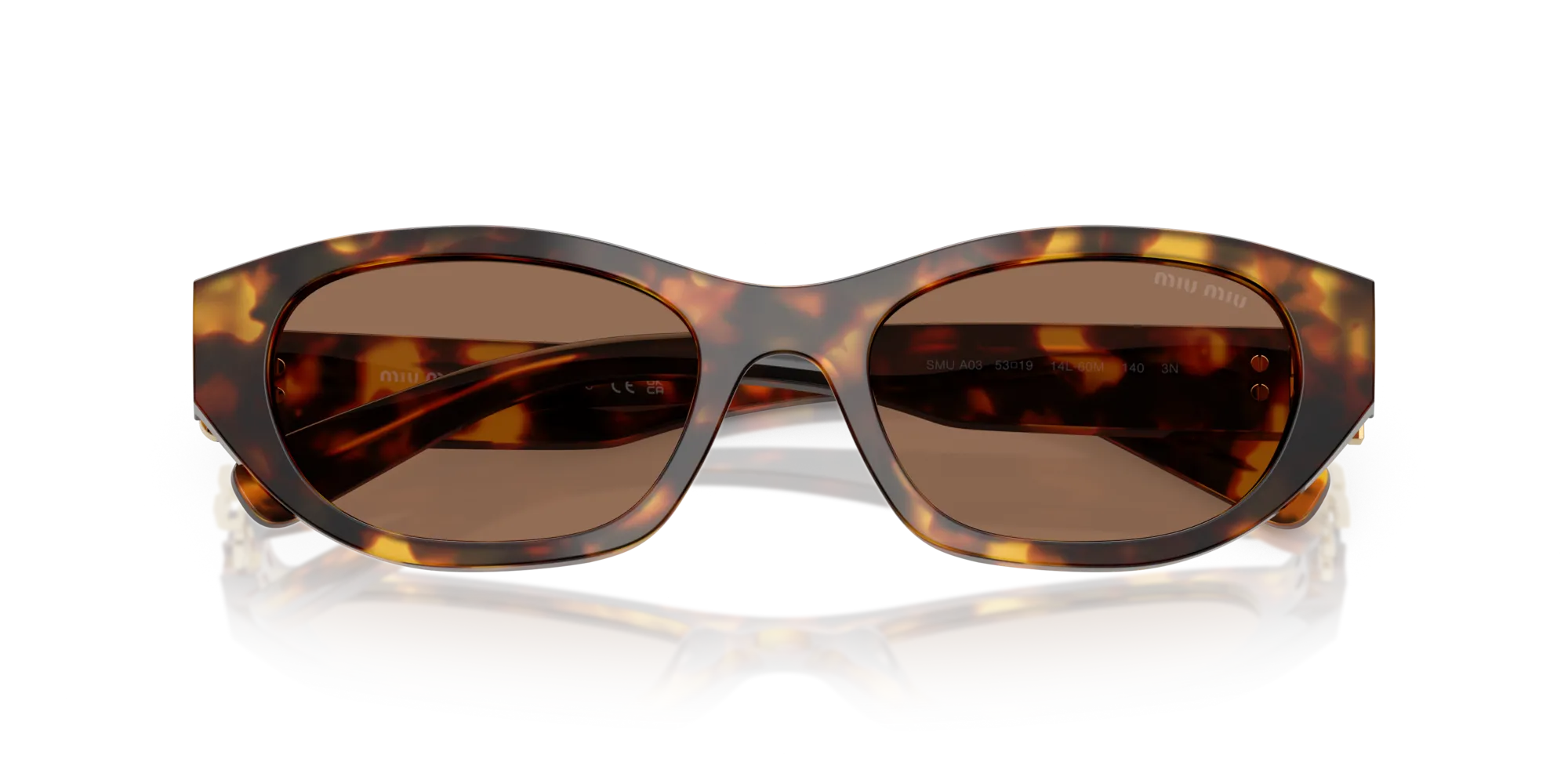 Miu Miu MU A03S 14L60M Occhiali da sole Acetato Tartaruga Marrone Geometrica Normale - immagine 2
