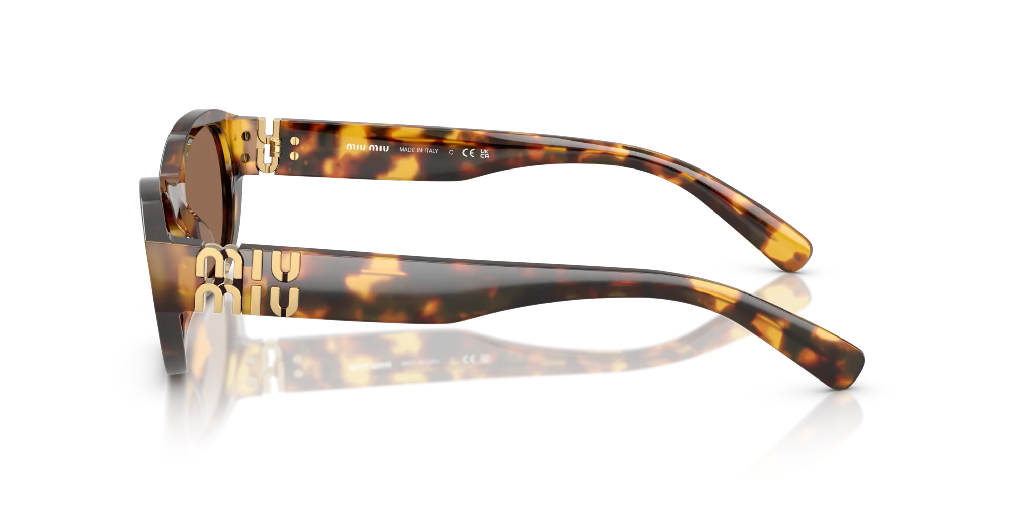 Miu Miu MU A03S 14L60M Occhiali da sole Acetato Tartaruga Marrone Geometrica Normale - immagine 4