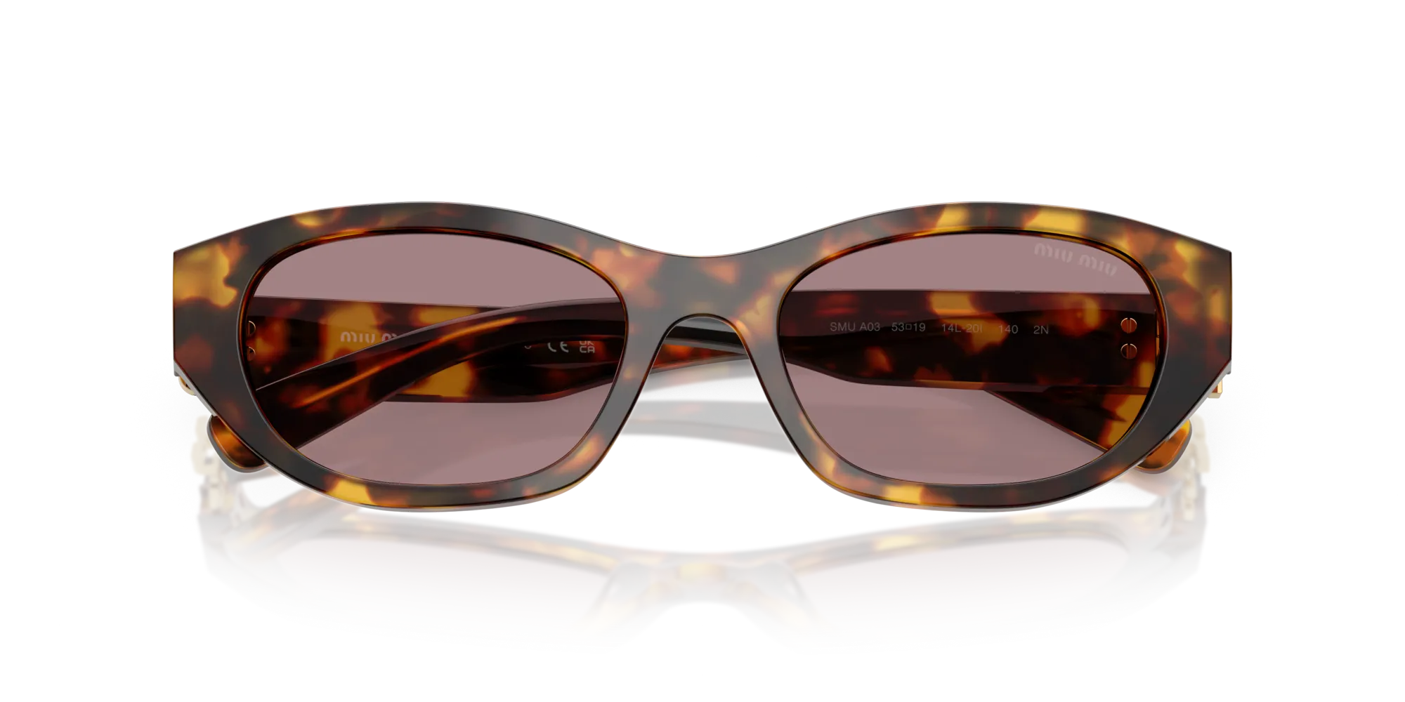 Miu Miu MU A03S 14L20I Occhiali da sole Acetato Tartaruga Marrone Geometrica Normale - immagine 2