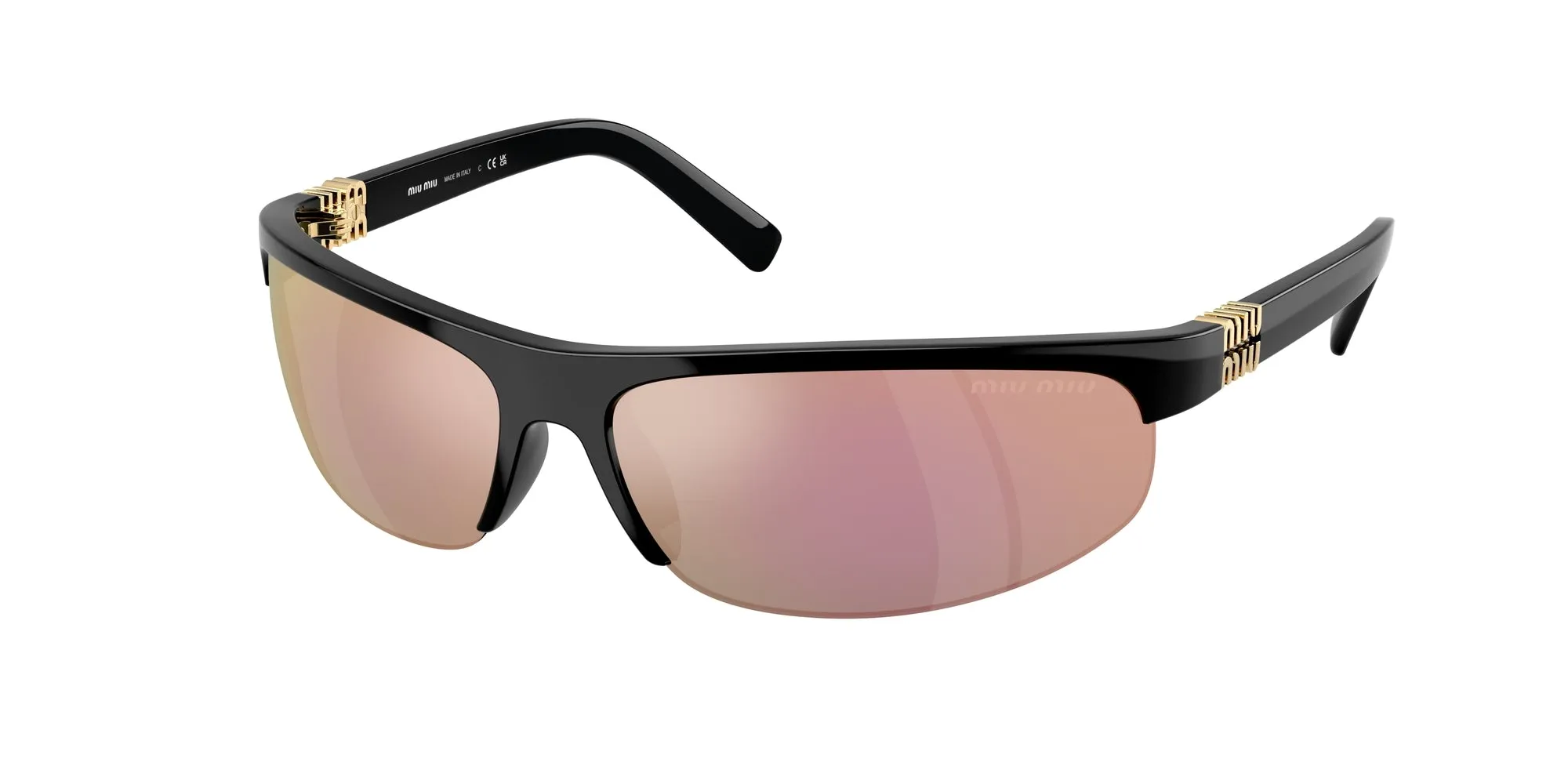 Miu Miu MU A02S 1AB90J Occhiali da sole Iniettato Nero Grigio Rotonda Normale - immagine 1