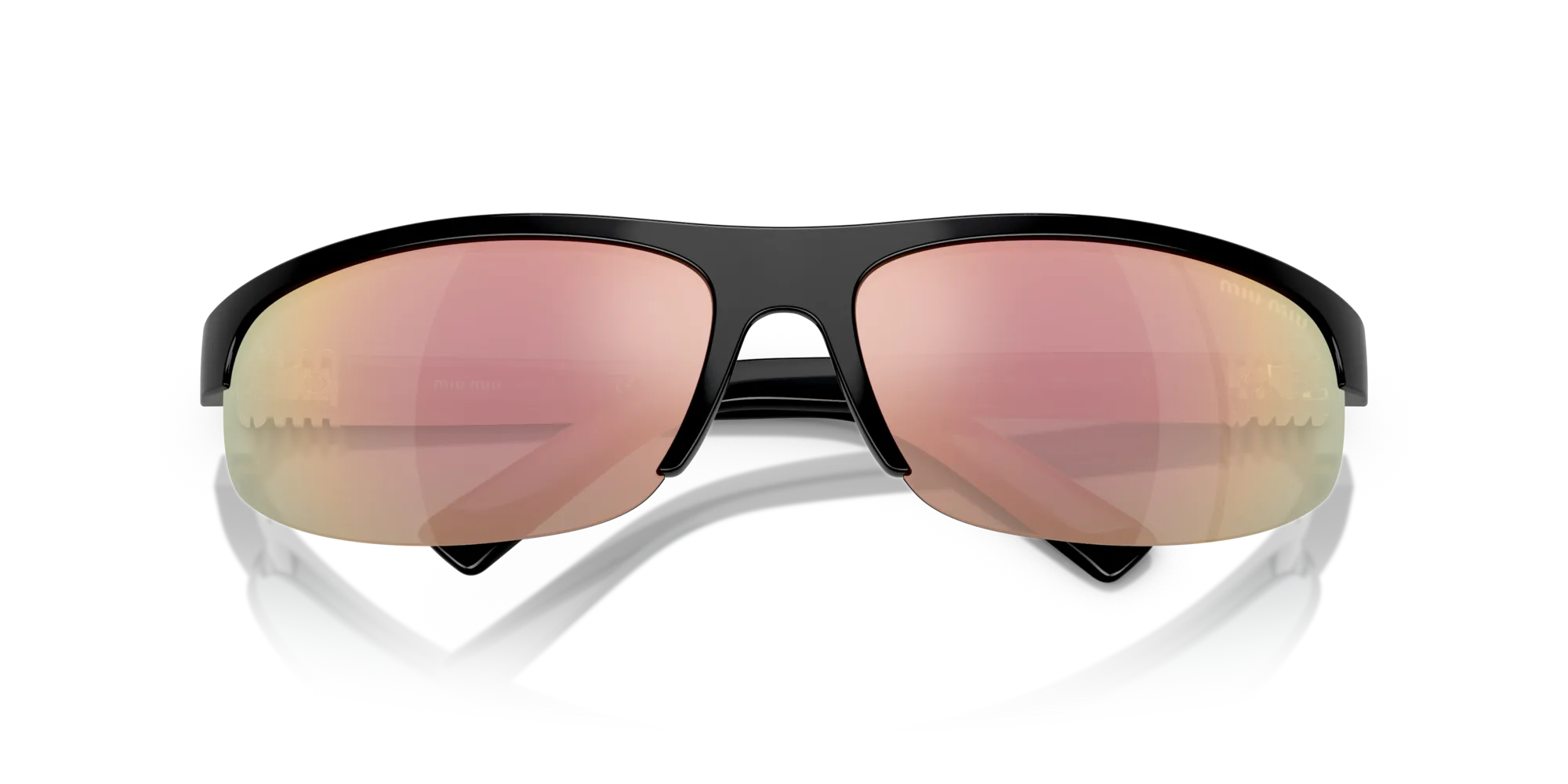 Miu Miu MU A02S 1AB90J Occhiali da sole Iniettato Nero Grigio Rotonda Normale - immagine 2