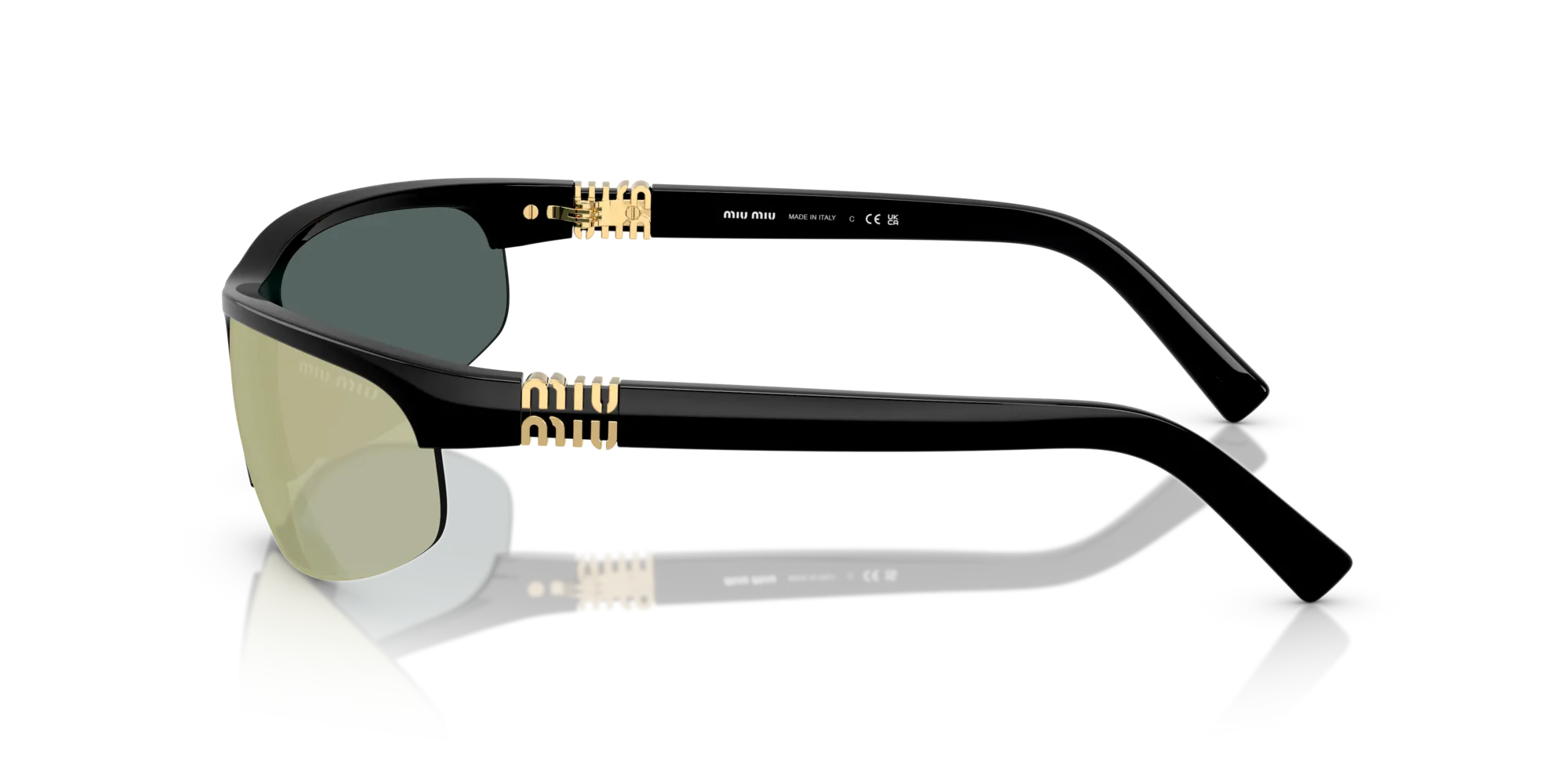 Miu Miu MU A02S 1AB90J Occhiali da sole Iniettato Nero Grigio Rotonda Normale - immagine 4