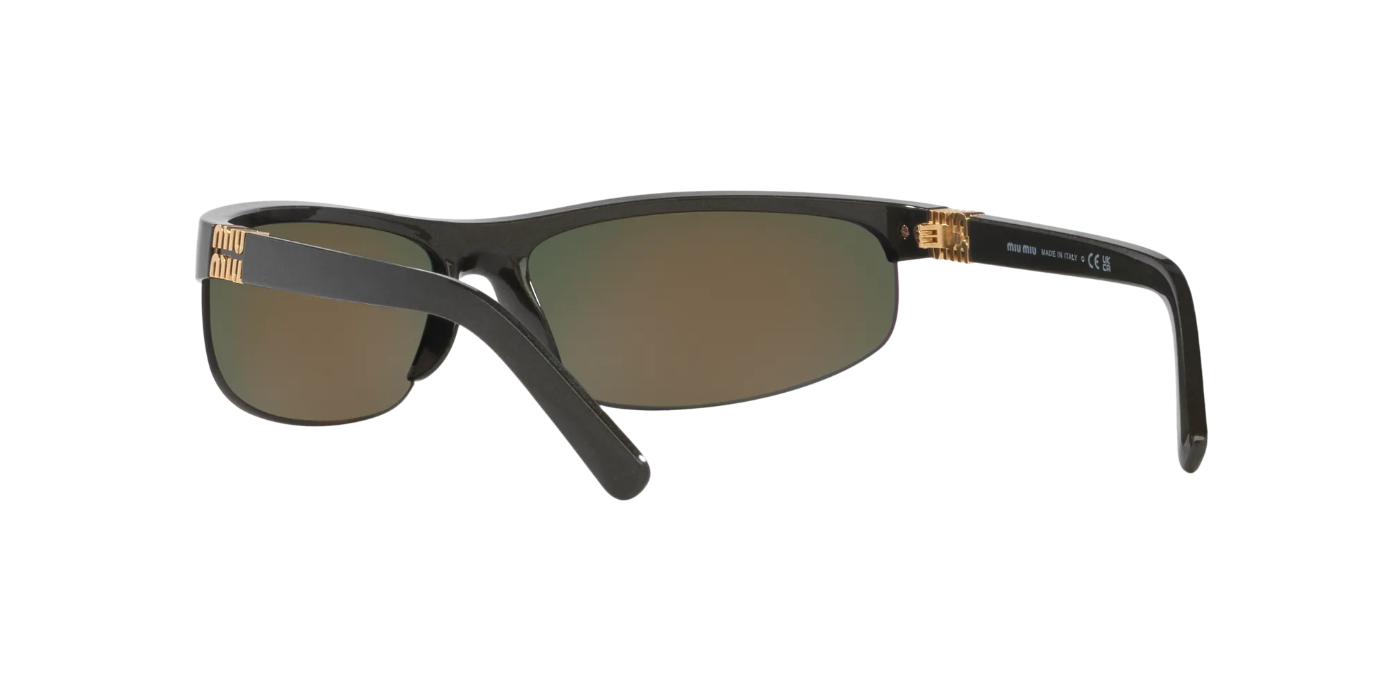 Miu Miu MU A02S 17Y5M0 Occhiali da sole Iniettato Verde Marrone Rotonda Specchiate - immagine 4