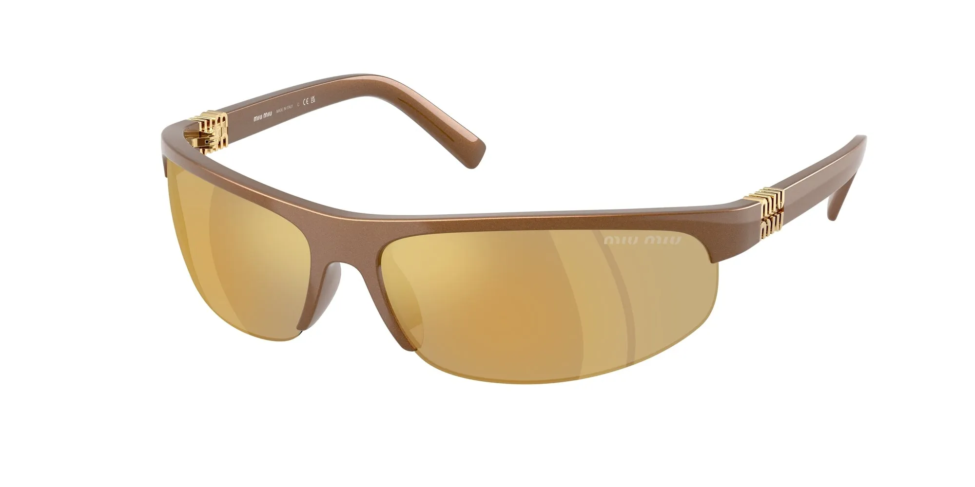 Miu Miu MU A02S 16Y8G1 Occhiali da sole Iniettato Marrone Marrone Rotonda Specchiate - immagine 1