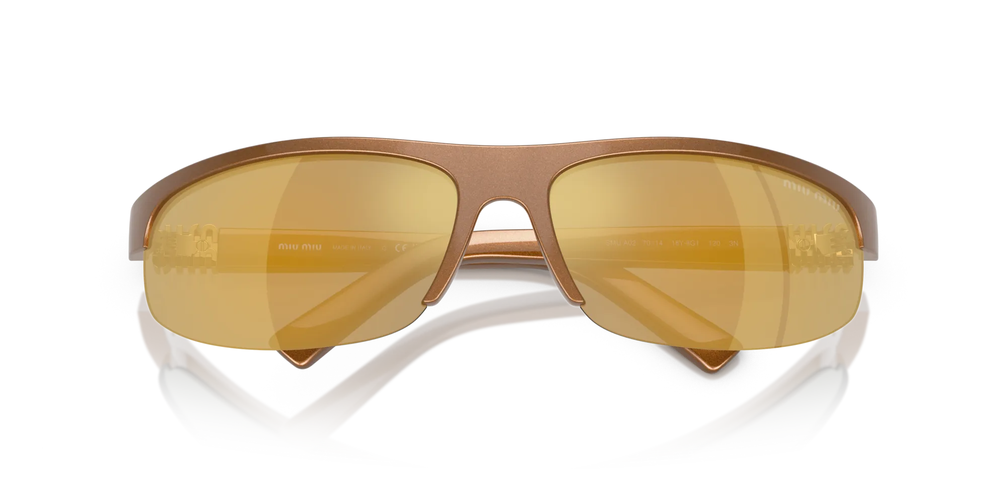 Miu Miu MU A02S 16Y8G1 Occhiali da sole Iniettato Marrone Marrone Rotonda Specchiate - immagine 2