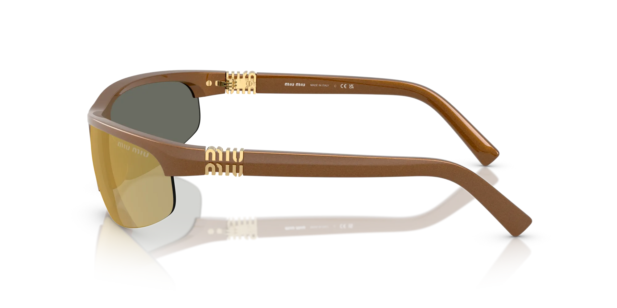 Miu Miu MU A02S 16Y8G1 Occhiali da sole Iniettato Marrone Marrone Rotonda Specchiate - immagine 4