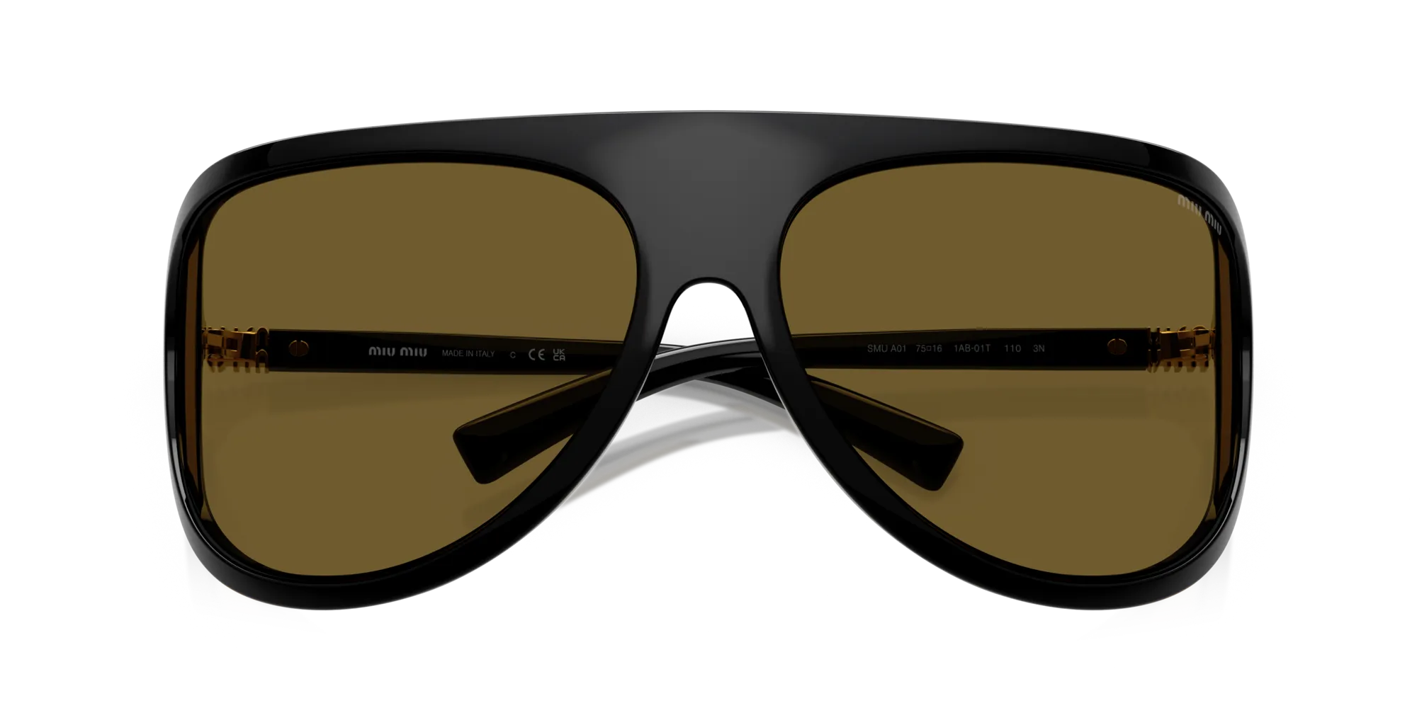 Miu Miu MU A01S 1AB01T Occhiali da sole Iniettato Nero Marrone Geometrica Normale - immagine 2