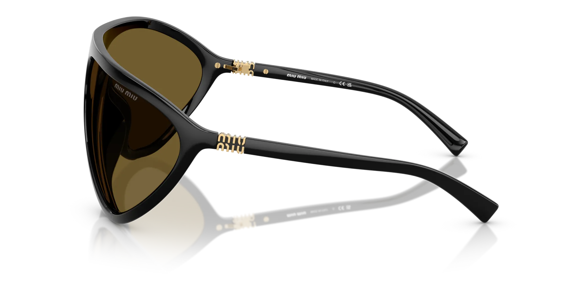Miu Miu MU A01S 1AB01T Occhiali da sole Iniettato Nero Marrone Geometrica Normale - immagine 4