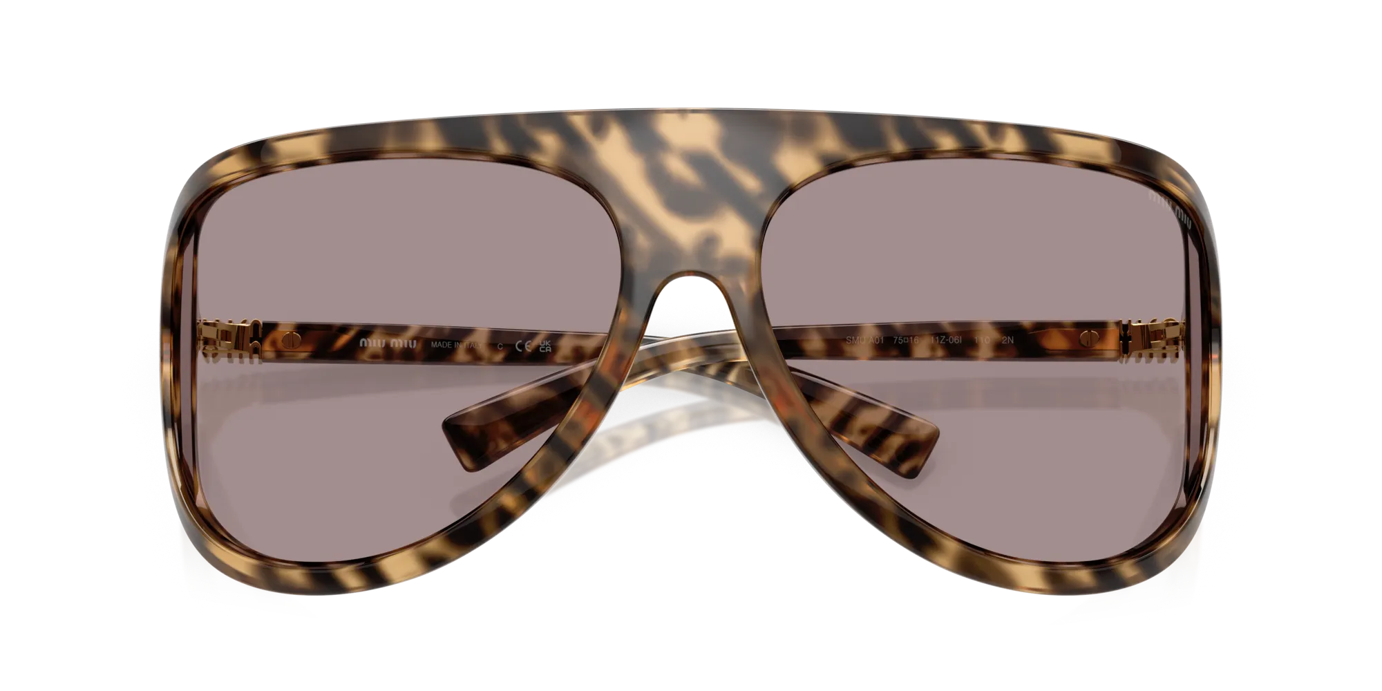 Miu Miu MU A01S 11Z06I Occhiali da sole Iniettato Tartaruga Marrone Geometrica Normale - immagine 2