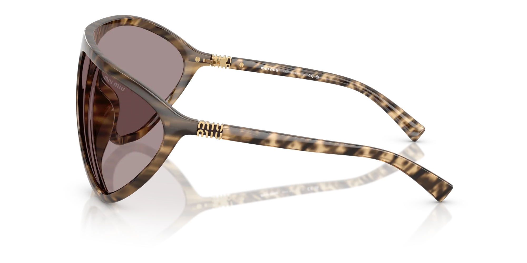 Miu Miu MU A01S 11Z06I Occhiali da sole Iniettato Tartaruga Marrone Geometrica Normale - immagine 4