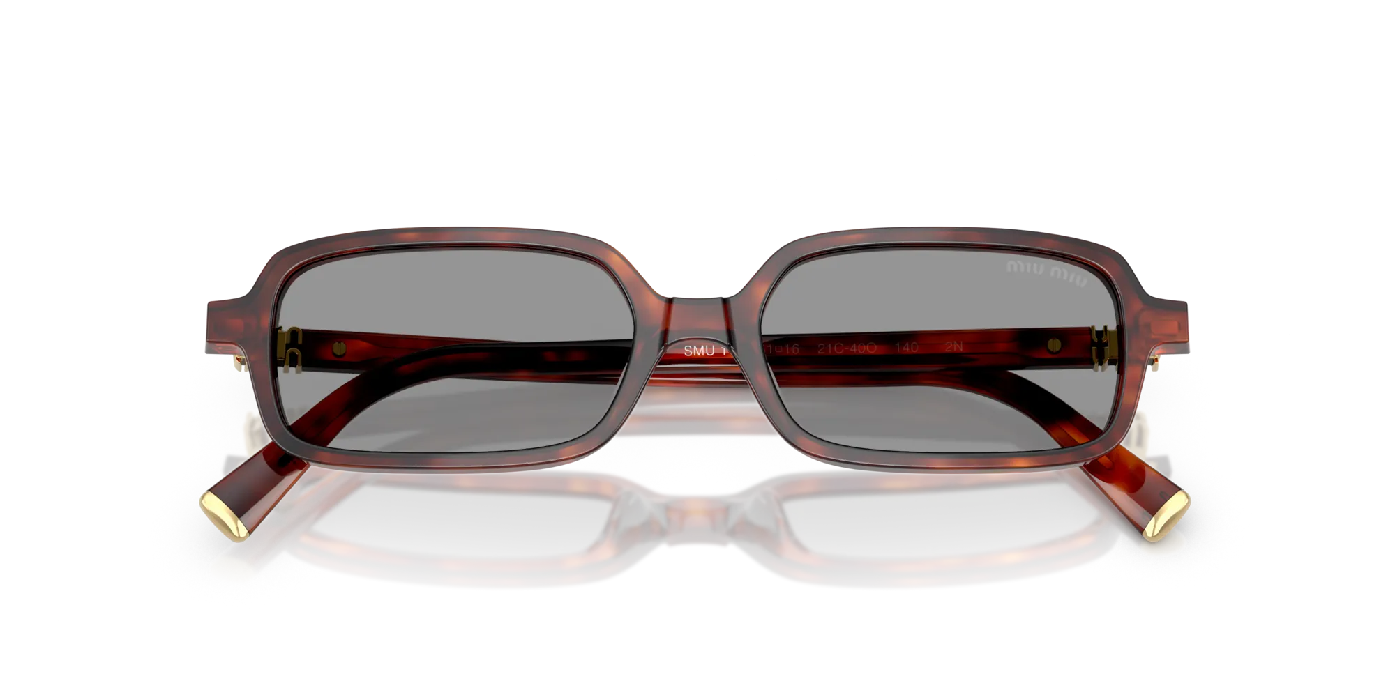 Miu Miu MU 11ZS 21C40O Occhiali da sole Acetato Havana Grigio Squadrata Normale - immagine 2