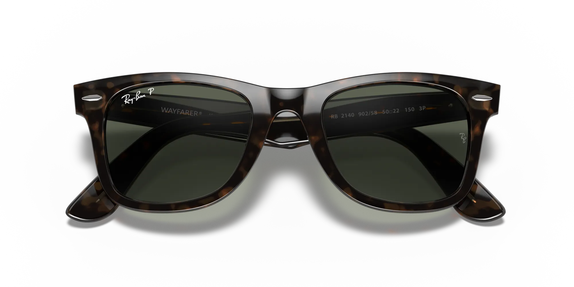 Ray - Ban RB2140 WAYFARER 902/58 Occhiali da sole Acetato Tartaruga Verde Squadrata Polarizzata - immagine 2