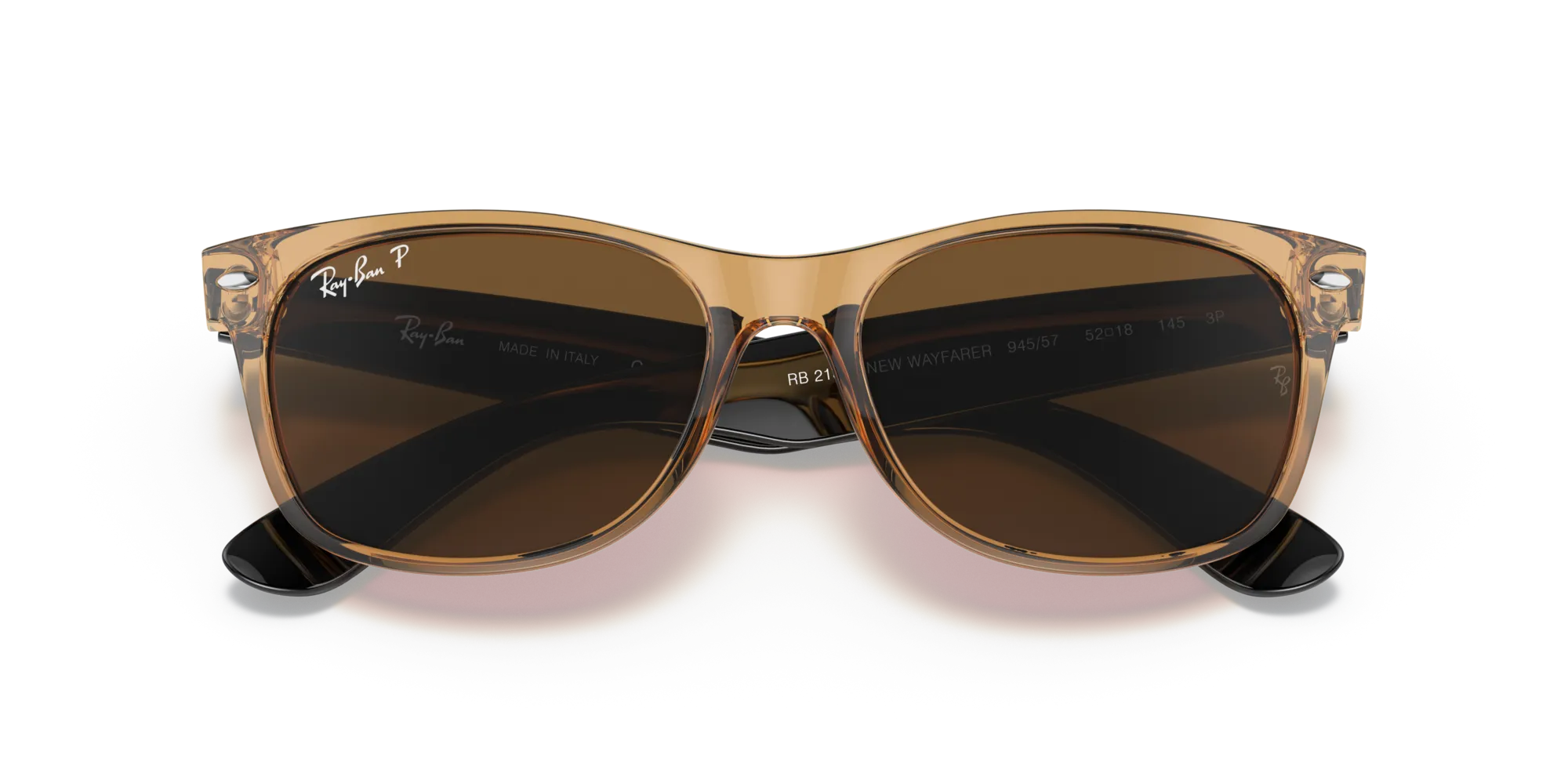 Ray - Ban RB2132 NEW WAYFARER 945/57 Occhiali da sole Nylon Giallo Marrone Squadrata Polarizzata - immagine 2