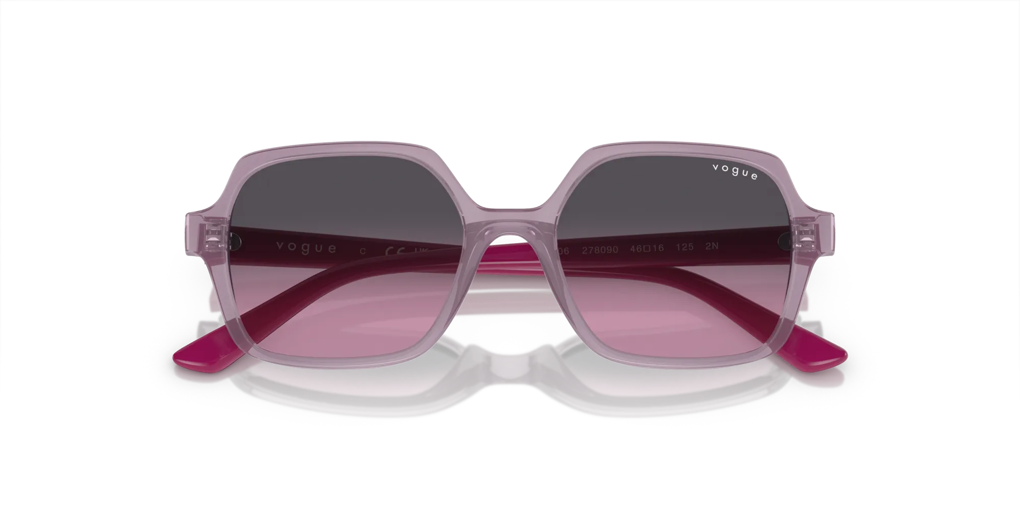 VOGUE EYEWEAR VJ2006 278090 Occhiali da sole Iniettato Rosa Grigio Squadrata Normale Sfumato - immagine 2