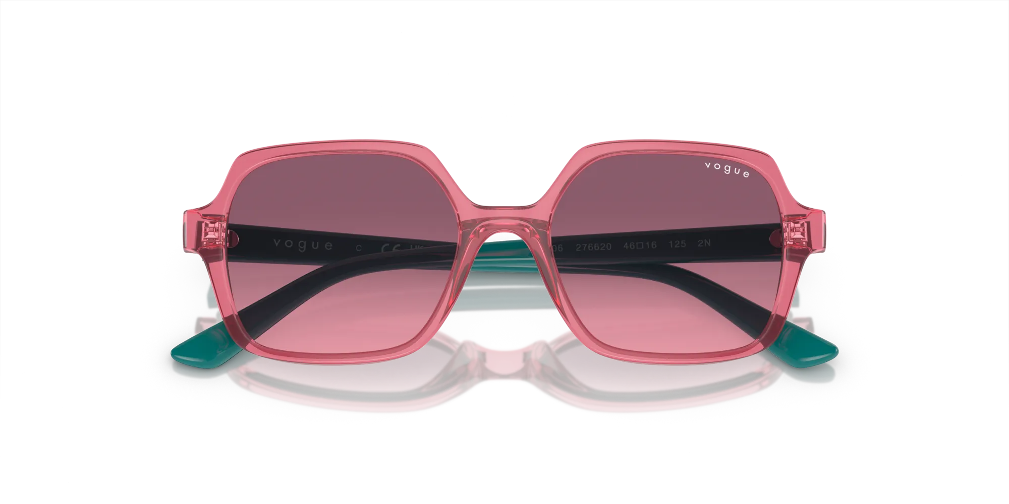 VOGUE EYEWEAR VJ2006 276620 Occhiali da sole bambino Iniettato Rosso Rosa Squadrata Normale Sfumato - immagine 2