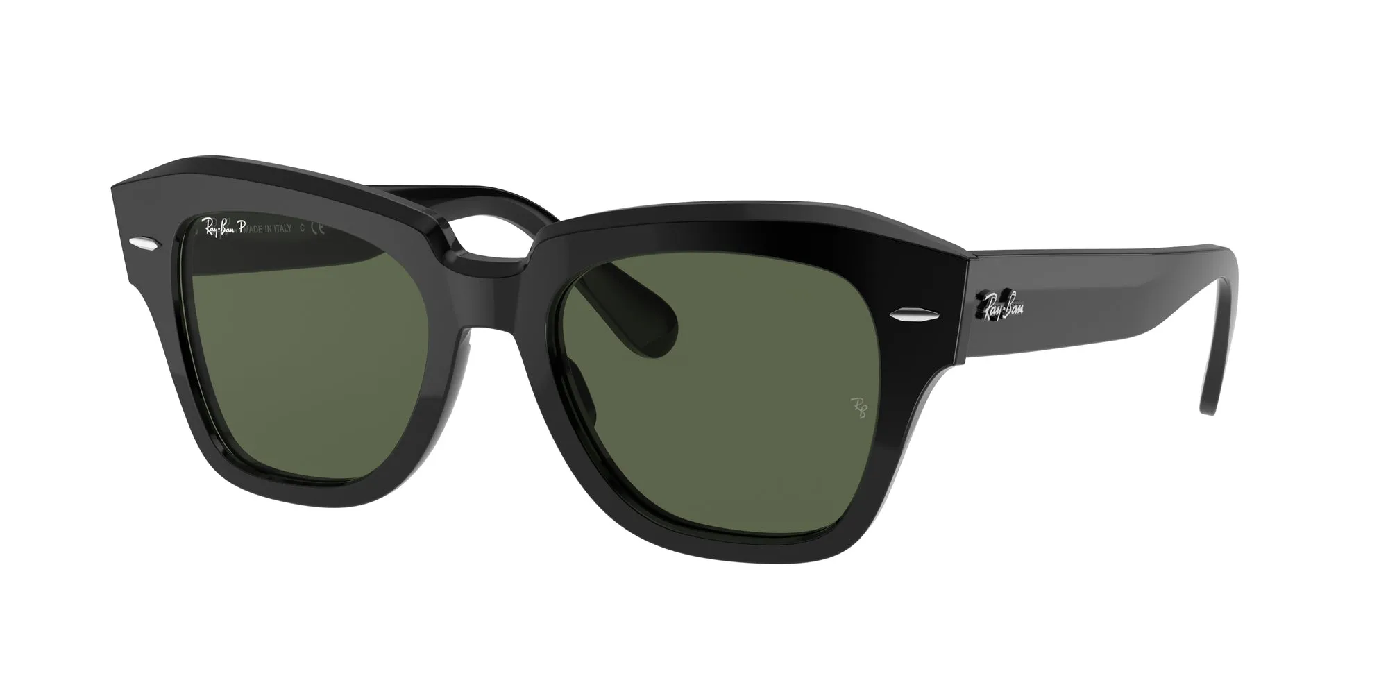 Ray - Ban RB2186 STATE STREET 901/58 Occhiali da sole Acetato Nero G15 Squadrata Polarizzata - immagine 1