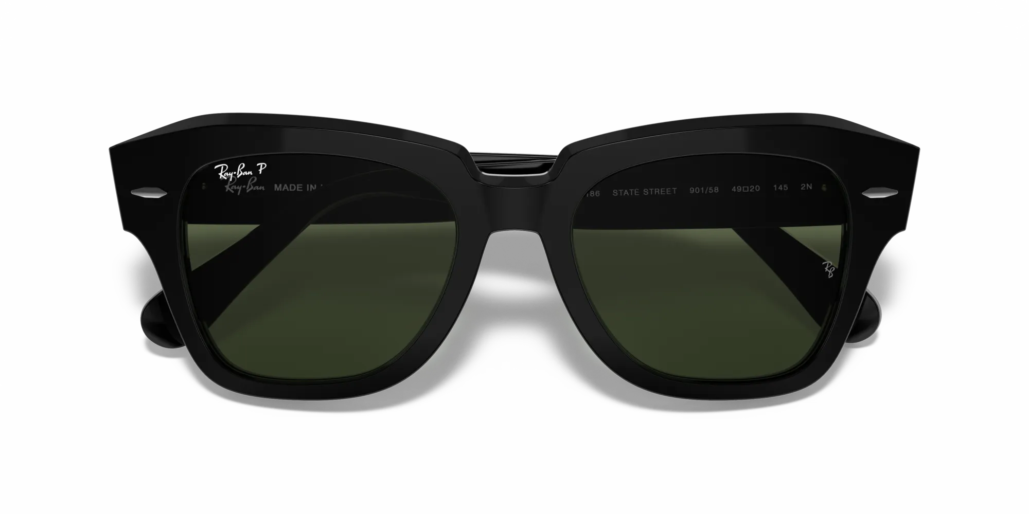 Ray - Ban RB2186 STATE STREET 901/58 Occhiali da sole Acetato Nero G15 Squadrata Polarizzata - immagine 2