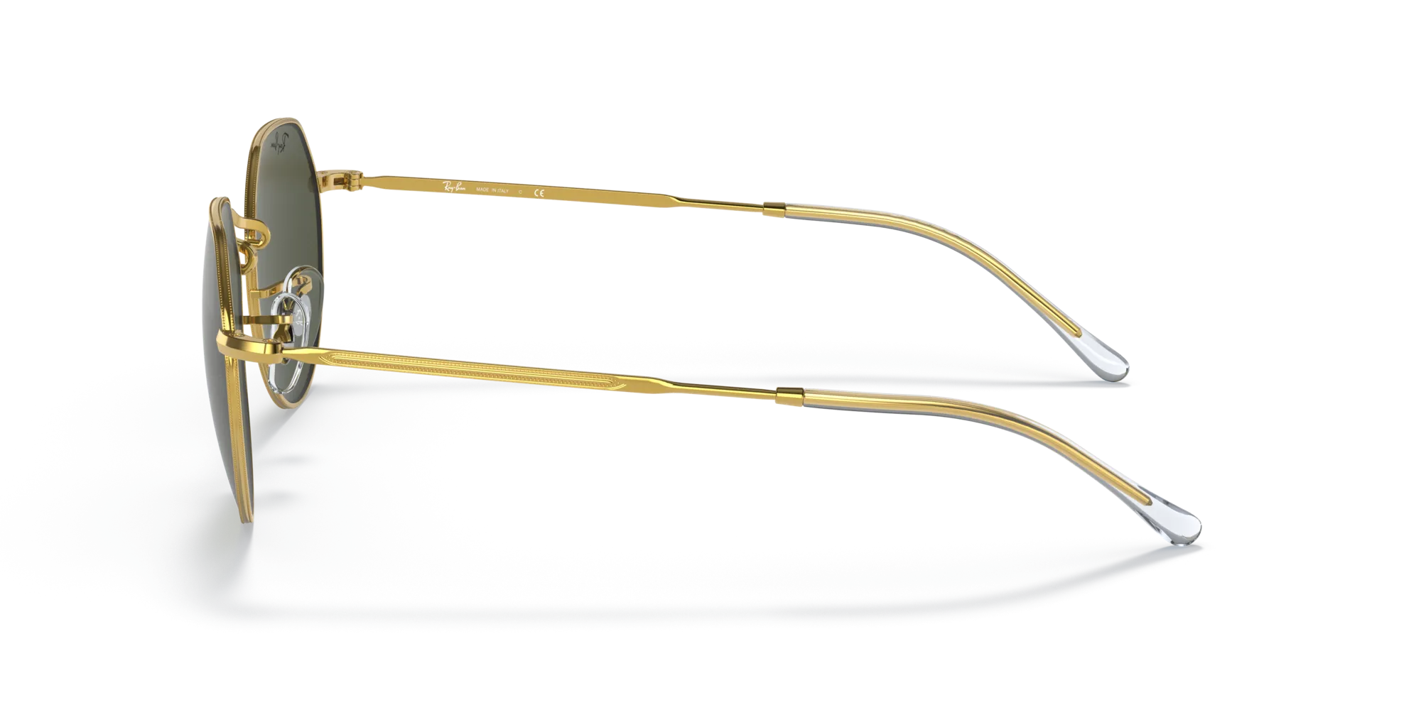 Ray - Ban RB3565 JACK 919631 Occhiali da sole Metallo Oro Verde Geometrica Normale - immagine 4
