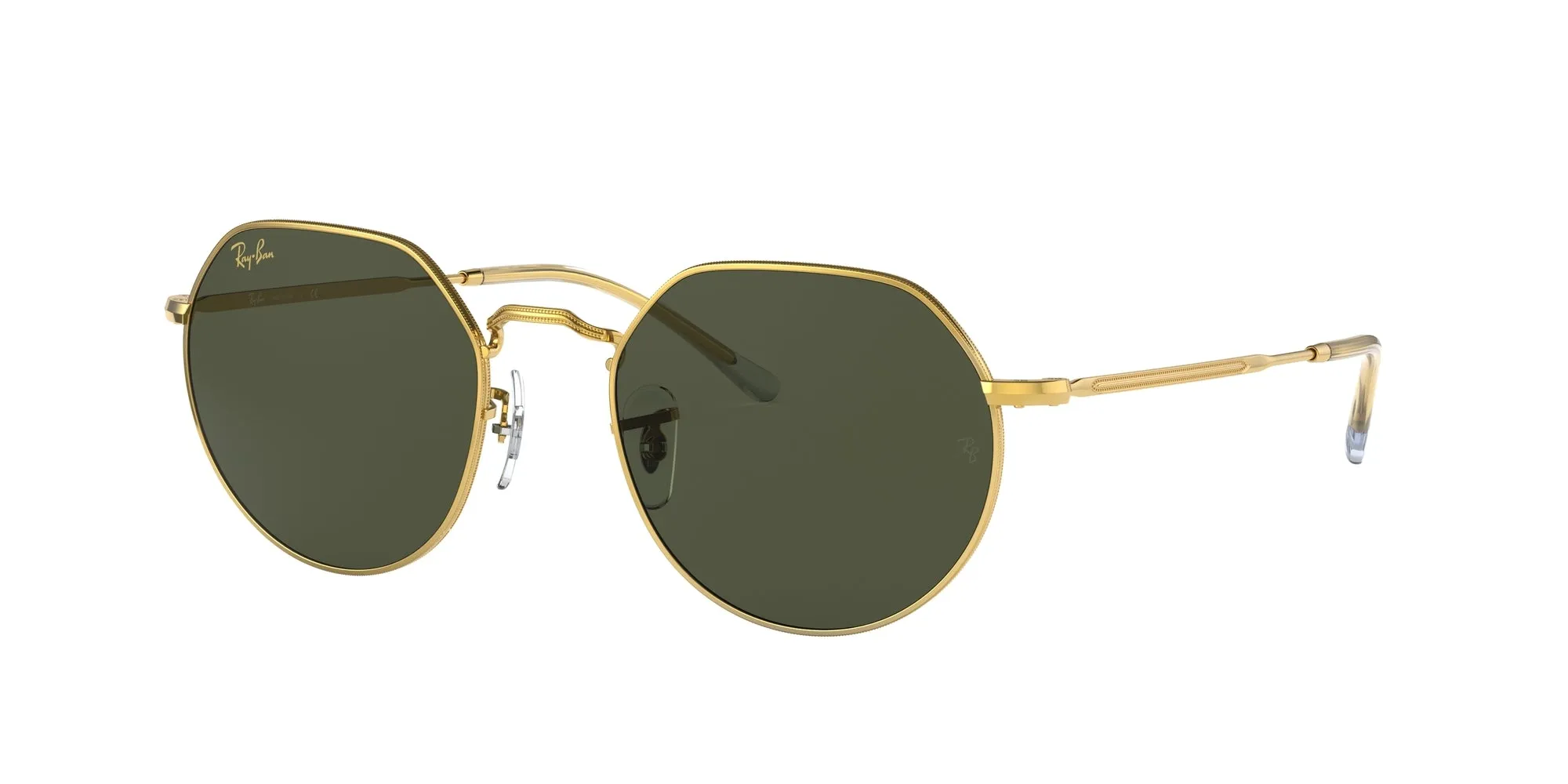 Ray - Ban RB3565 JACK 919631 Occhiali da sole Metallo Oro Verde Geometrica Normale - immagine 1