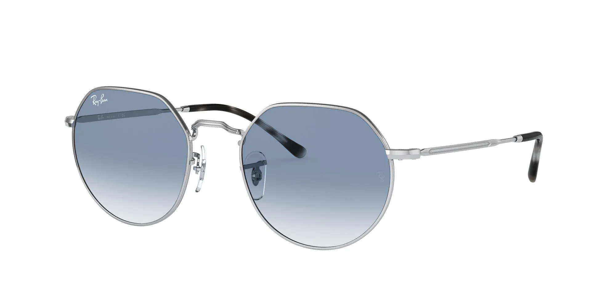 Ray - Ban RB3565 JACK 003/3F Occhiali da sole Metallo Argento Blu Geometrica Normale Sfumato - immagine 1