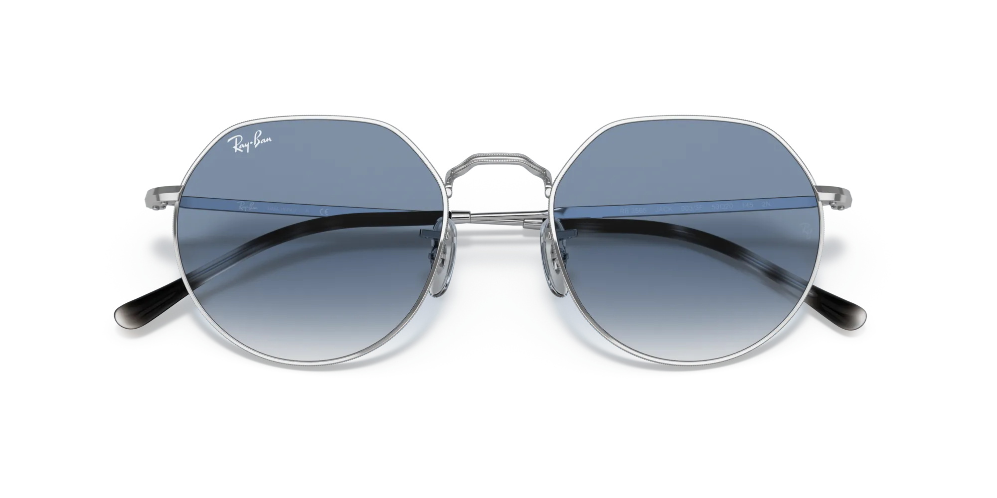 Ray - Ban RB3565 JACK 003/3F Occhiali da sole Metallo Argento Blu Geometrica Normale Sfumato - immagine 2
