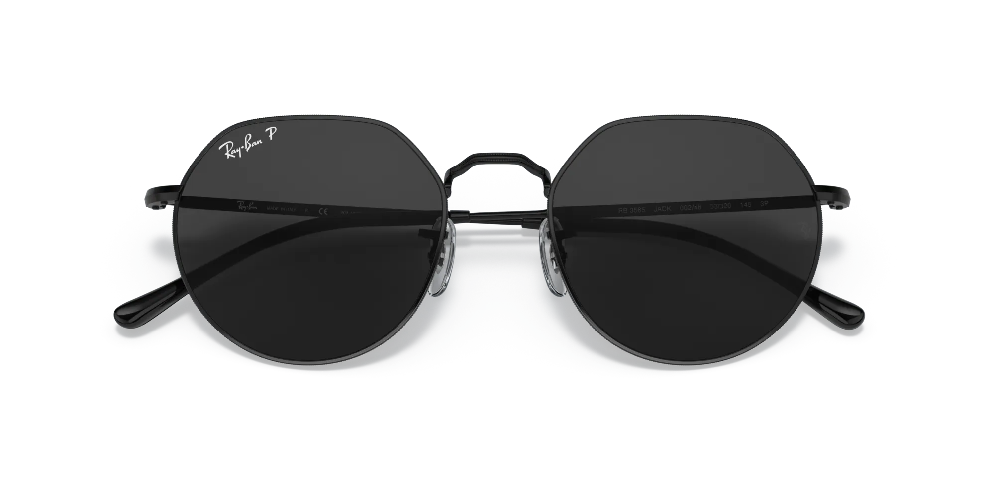 Ray - Ban RB3565 JACK 002/48 Occhiali da sole Metallo Nero Nero Geometrica Polarizzata - immagine 2